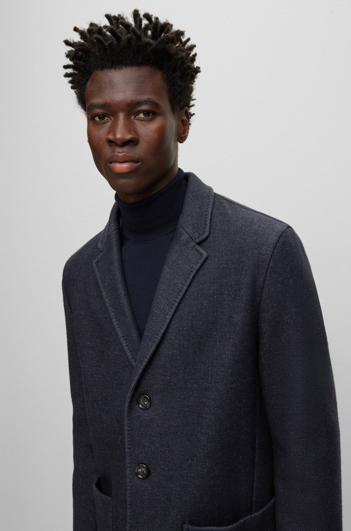 SLIM-FIT COAT IN A MICRO-PATTERNED WOOL BLEND - 3