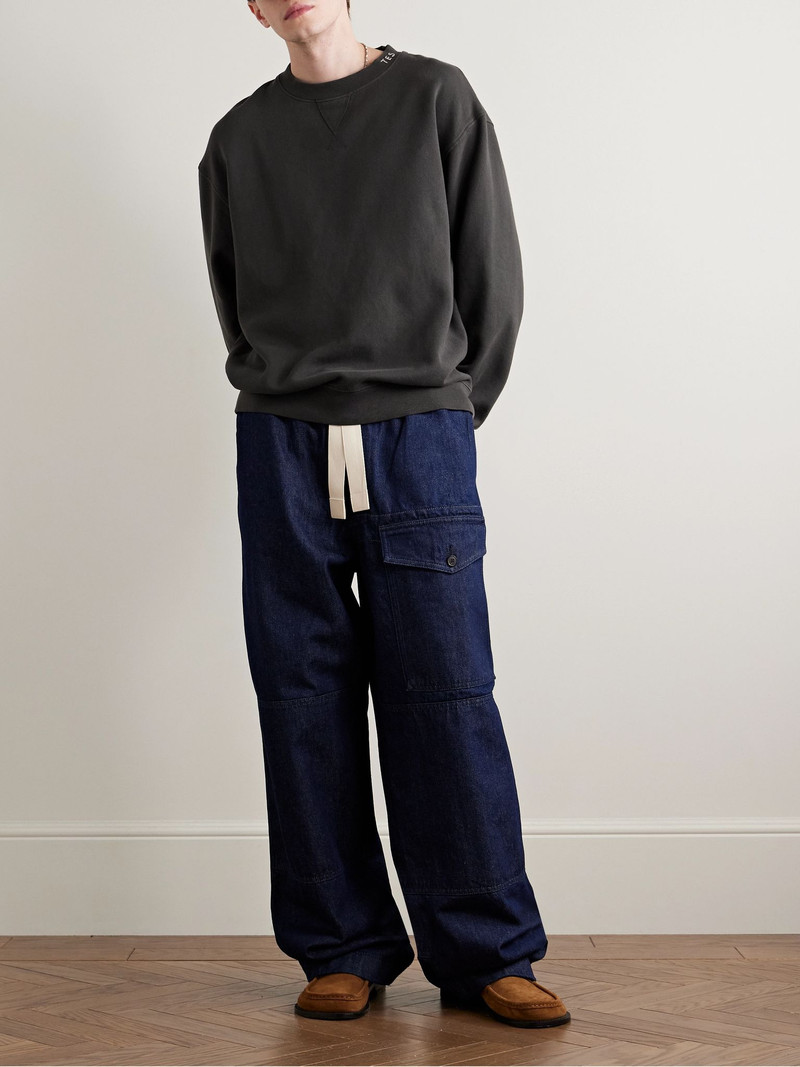 The Elder Statesman Daily Crew Cotton and Cashmere-Blend Jersey Sweatshirt Dark gray outlook
