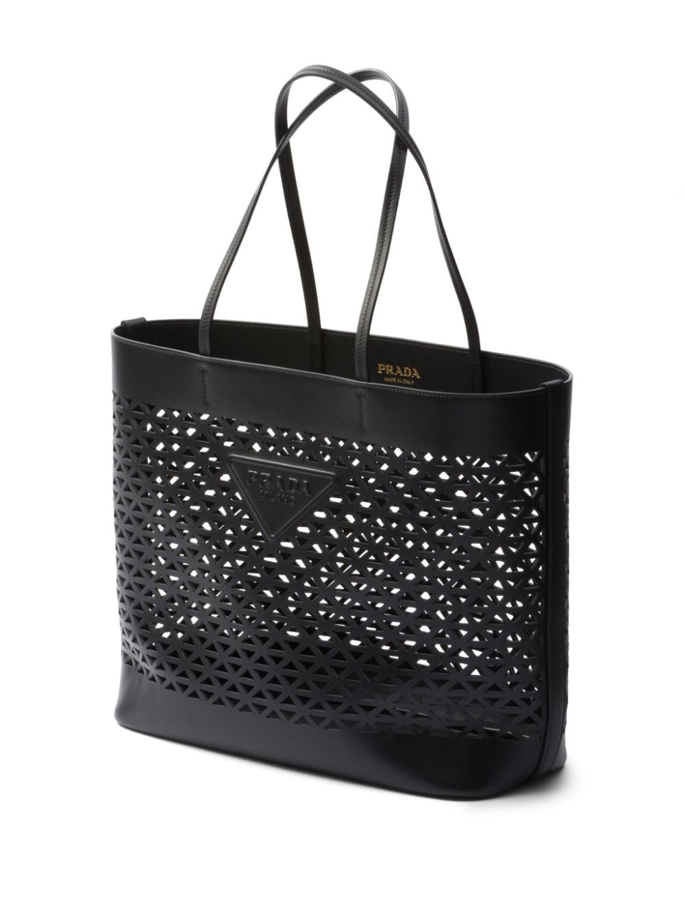 logo-perforated leather tote bag - 3