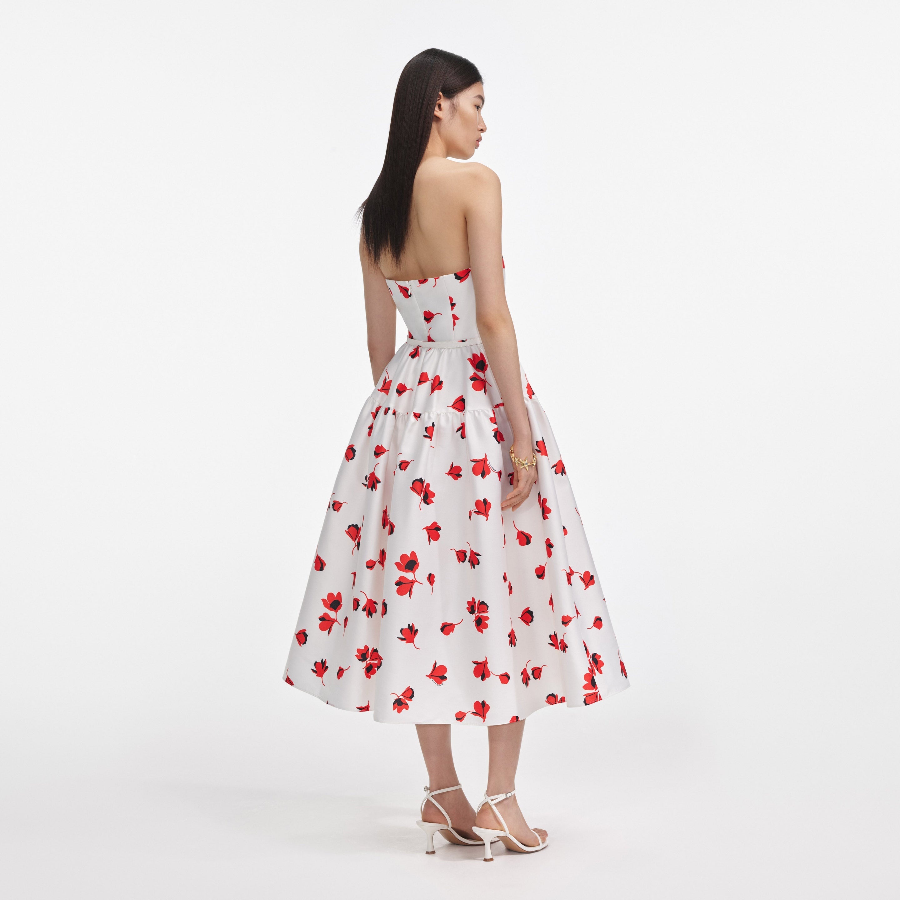 Floral Print Taffeta Midi Dress - 3