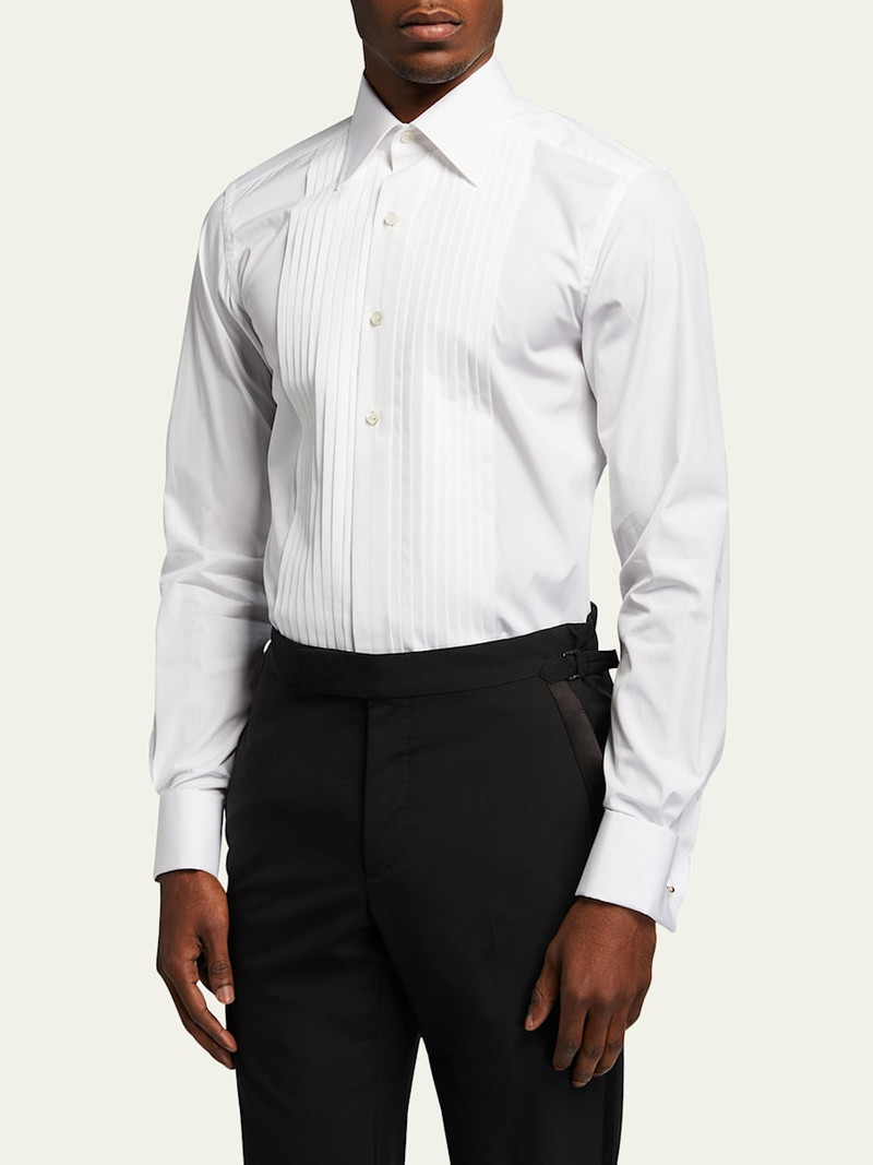 TOM FORD Men's Plisse Plastron Tuxedo Shirt outlook