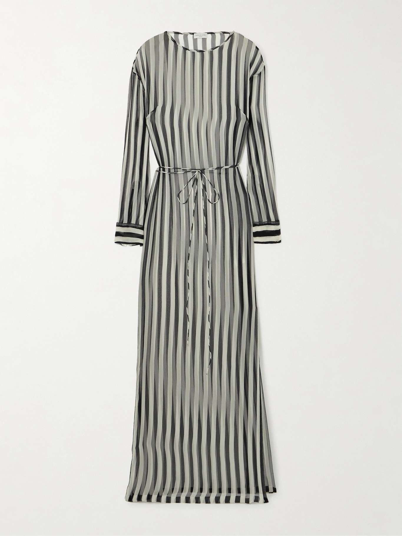Belted striped silk-chiffon maxi dress - 1