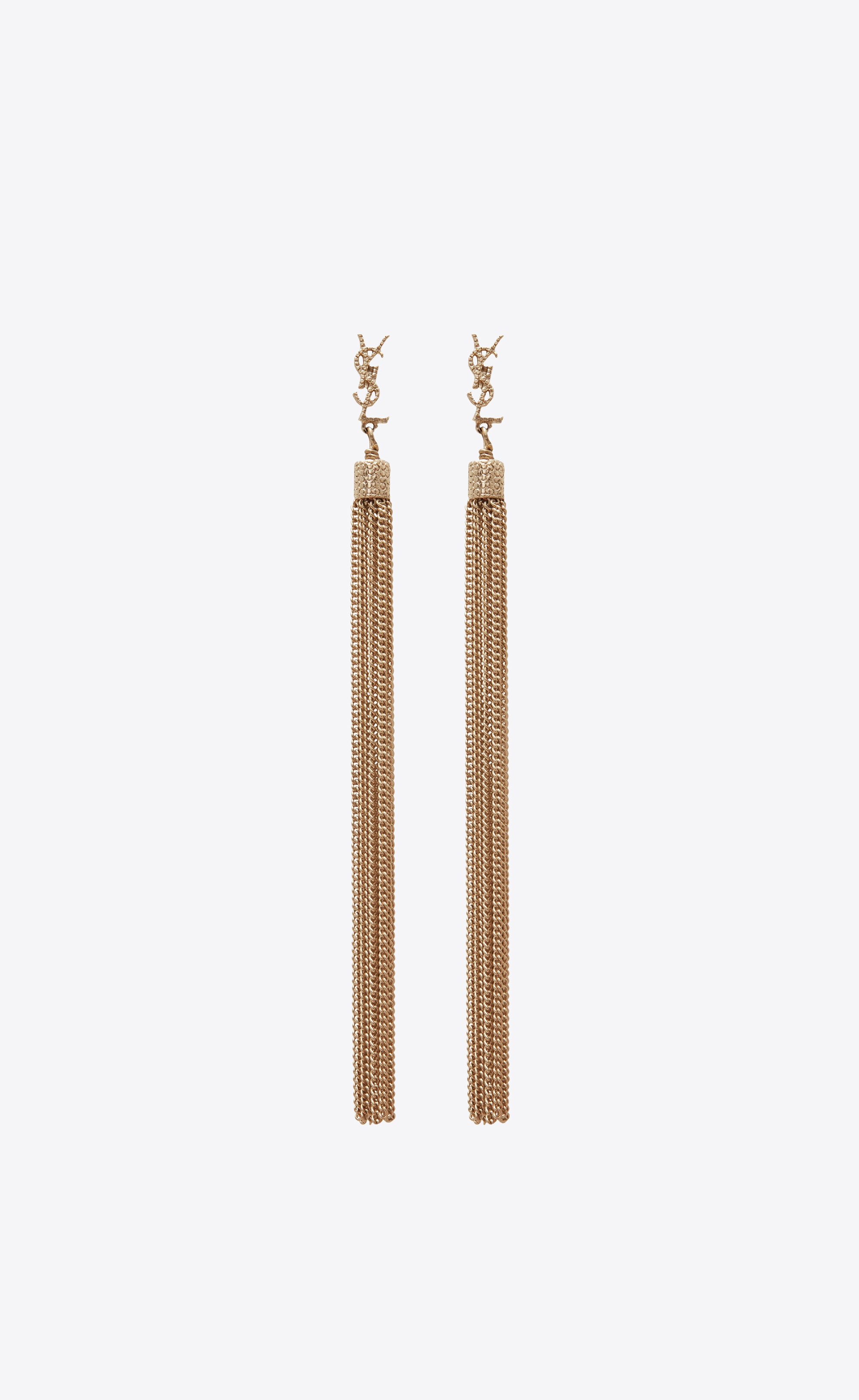 loulou earrings with chain tassels in light gold-colored brass - 1