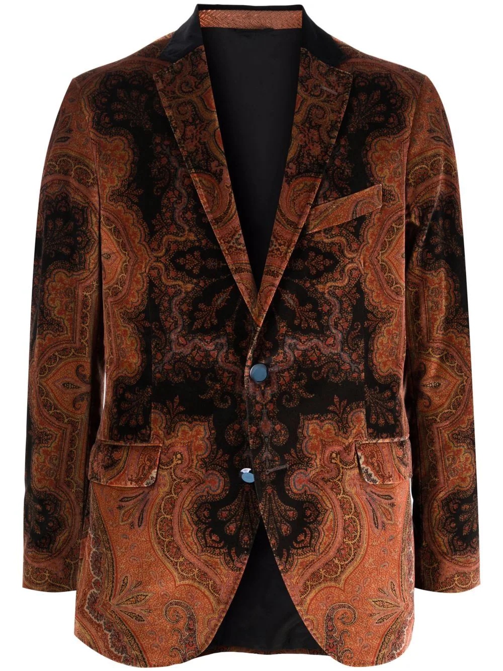 paisley-print velvet blazer - 1