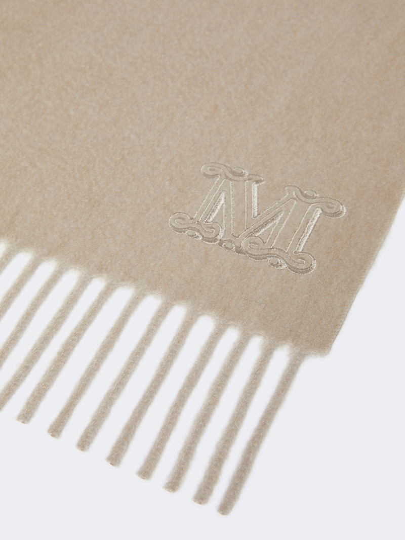 Max Mara Pure cashmere stole with Monogram detail - SAND outlook