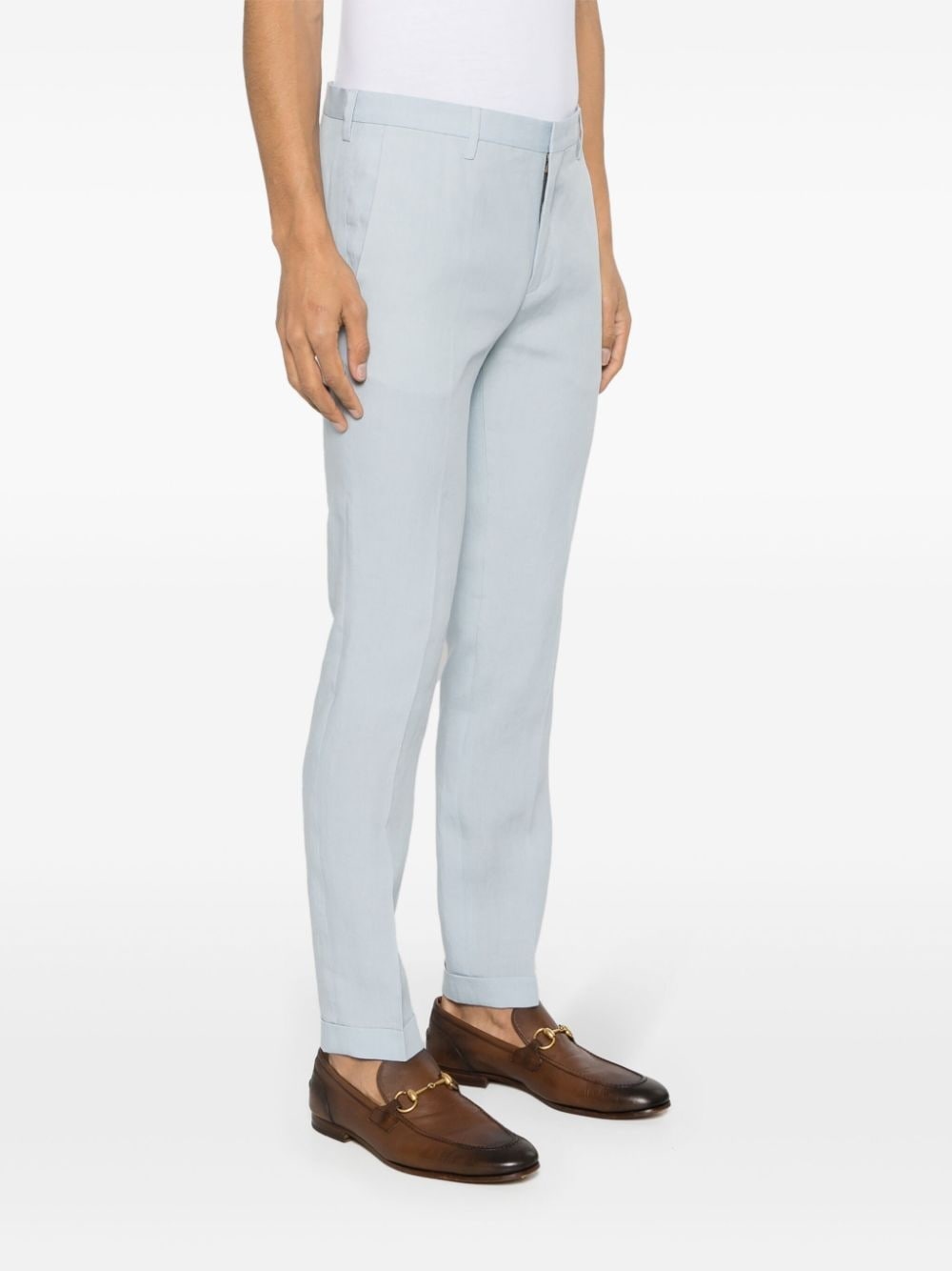 pressed-crease linen trousers - 3