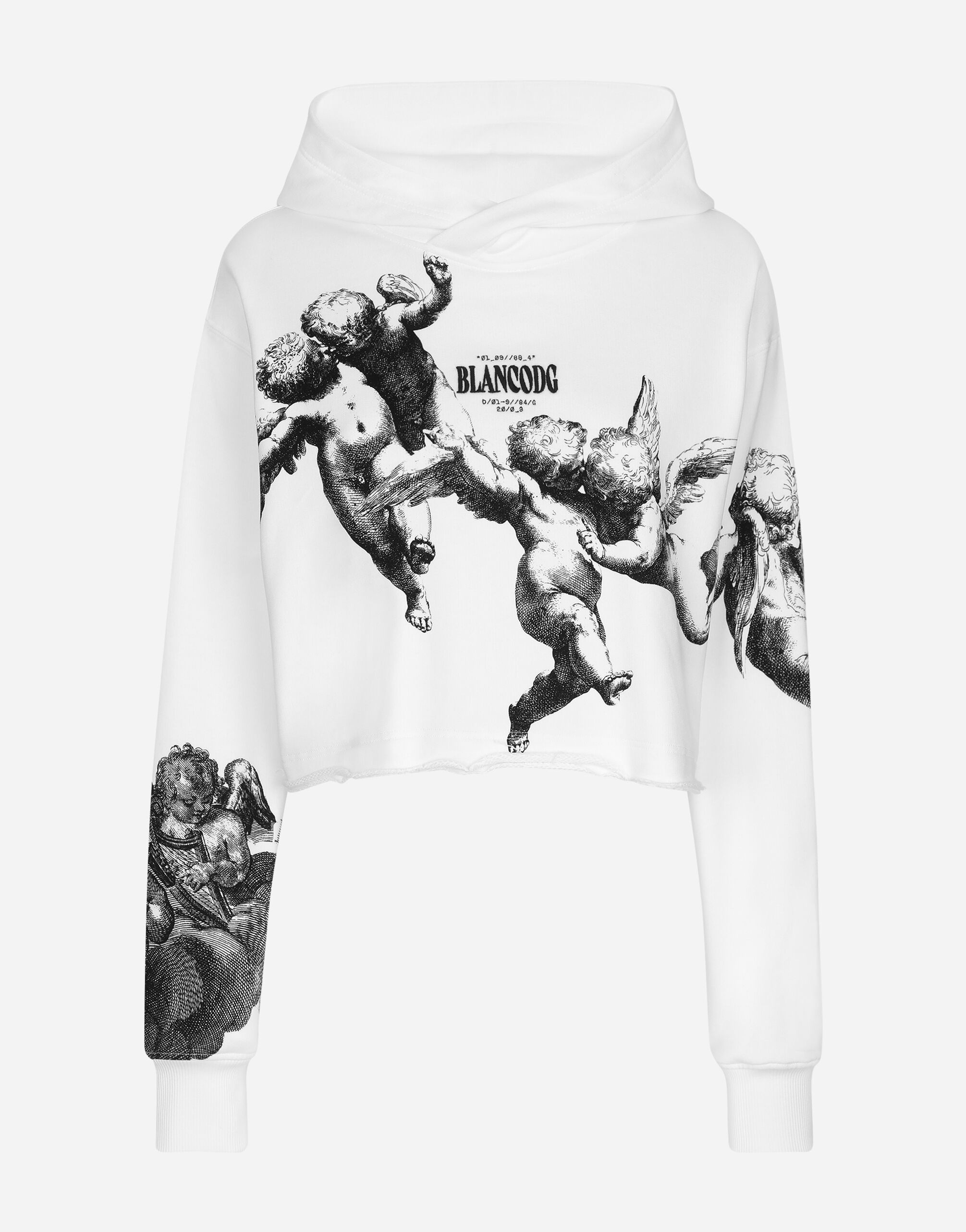 Cropped jersey hoodie with Angel print and embroidery BLANCO DOLCE&GABBANA - 1