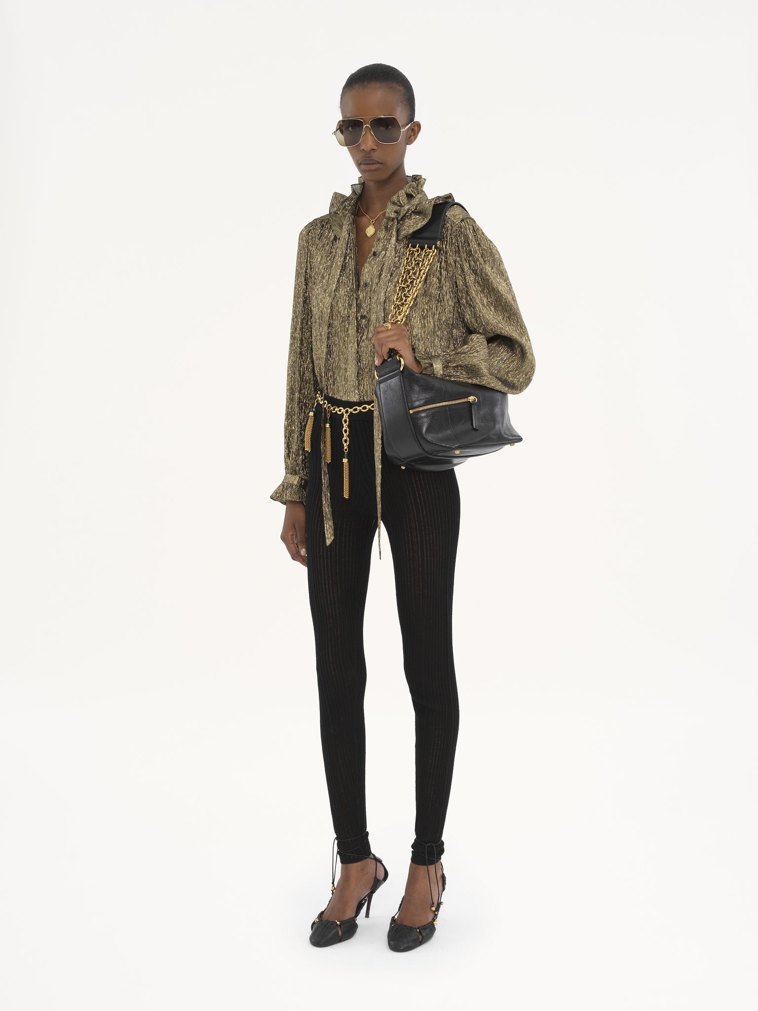 FLUID BLOUSE IN SILK CRÊPON LAMÉ - 3
