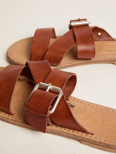 Golden Goose Margaret flat sandals in resin-coated leather outlook