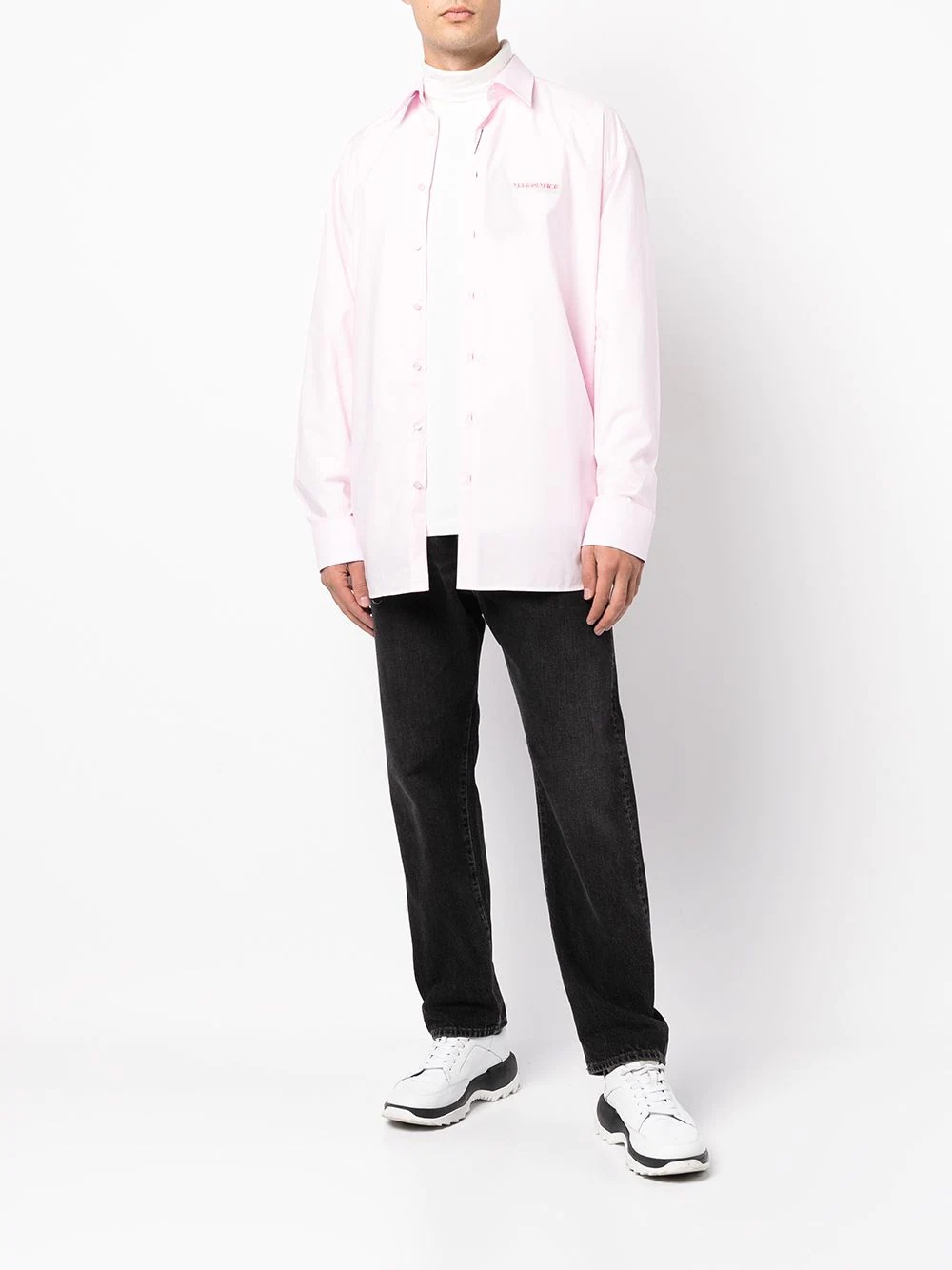 embroidered slogan oversized shirt - 2