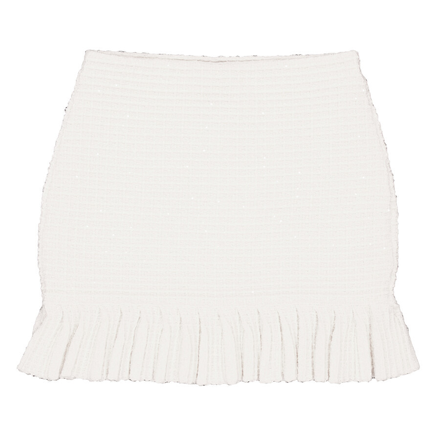 Self Portrait Ladies Cream Sequin Textured Knit Skirt - 4