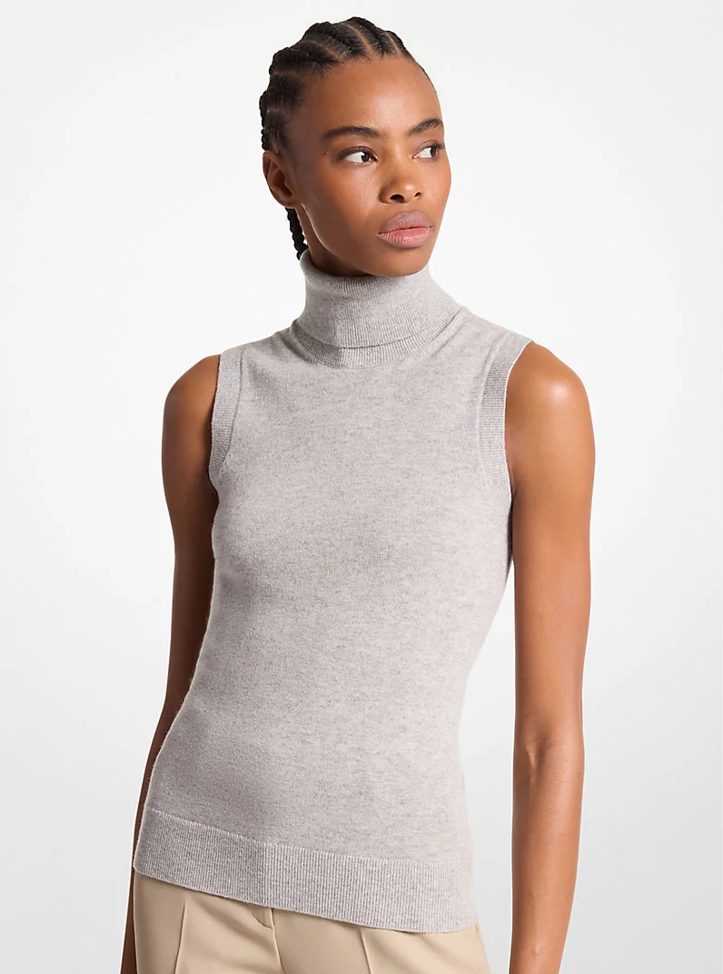 Cashmere Sleeveless Turtleneck - 1