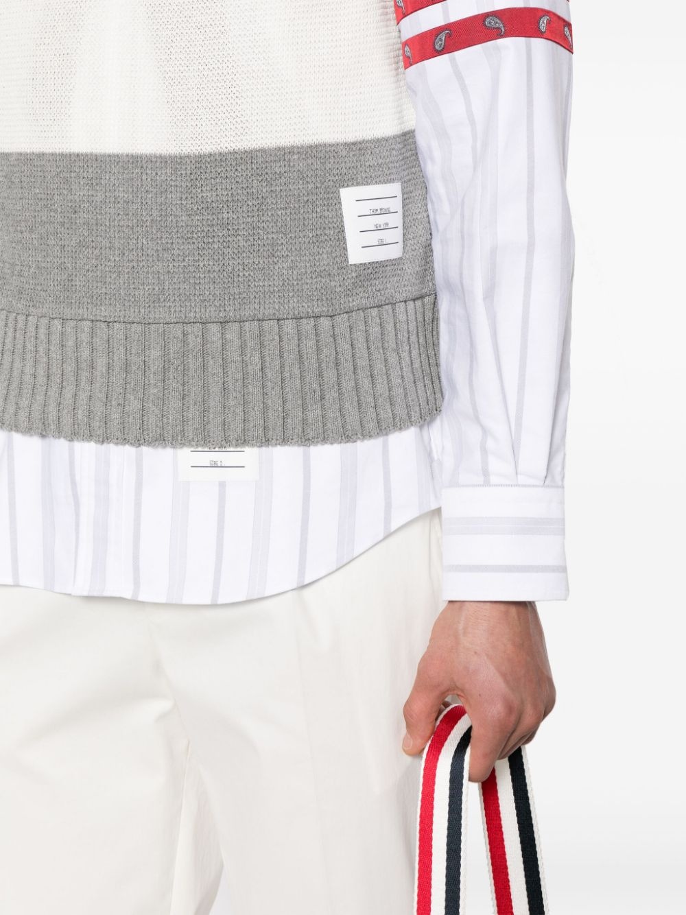 striped open-knit vest - 5