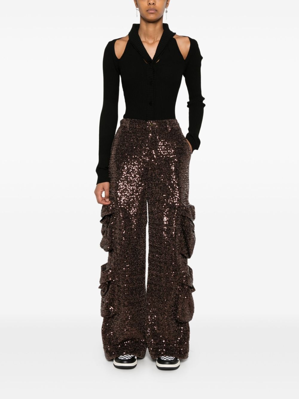 sequin cargo pants - 2