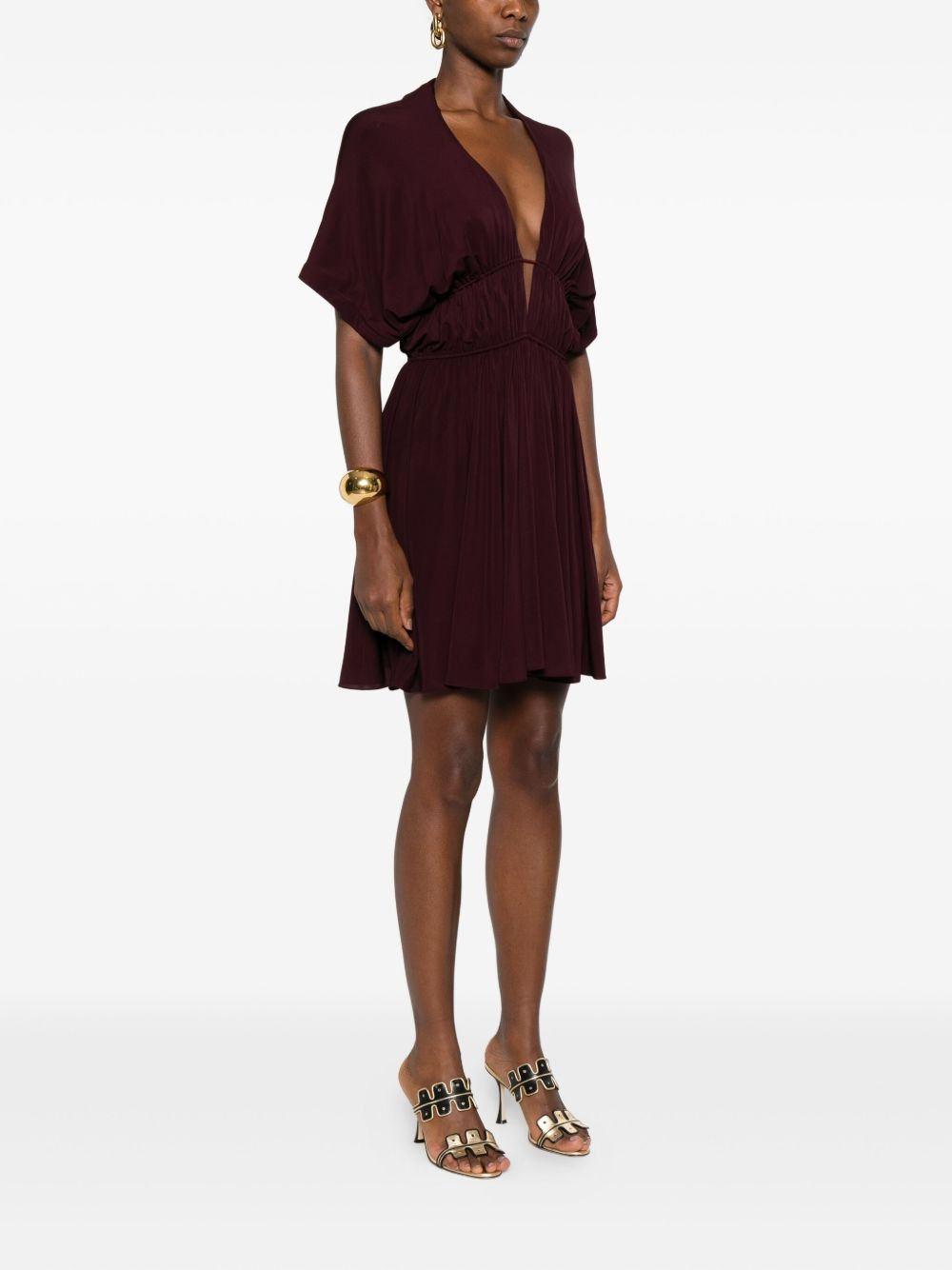 V-neck gathered day dress - 3