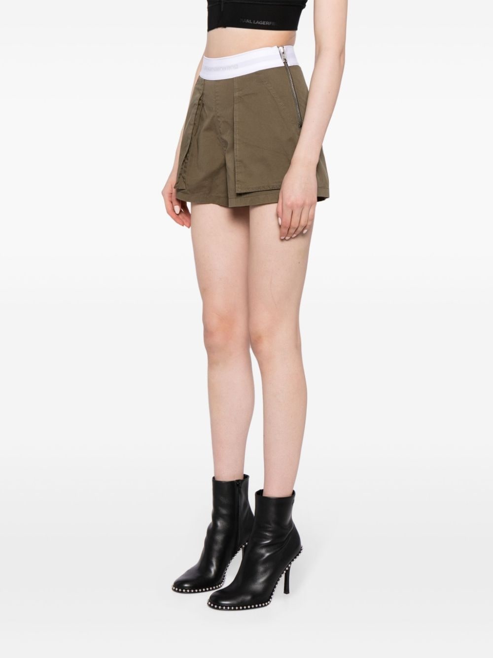 logo-waistband cotton cargo shorts - 3