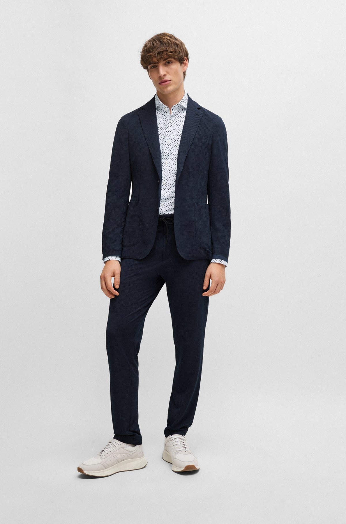 SLIM-FIT SHIRT IN PRINTED PERFORMANCE-STRETCH FABRIC - 4