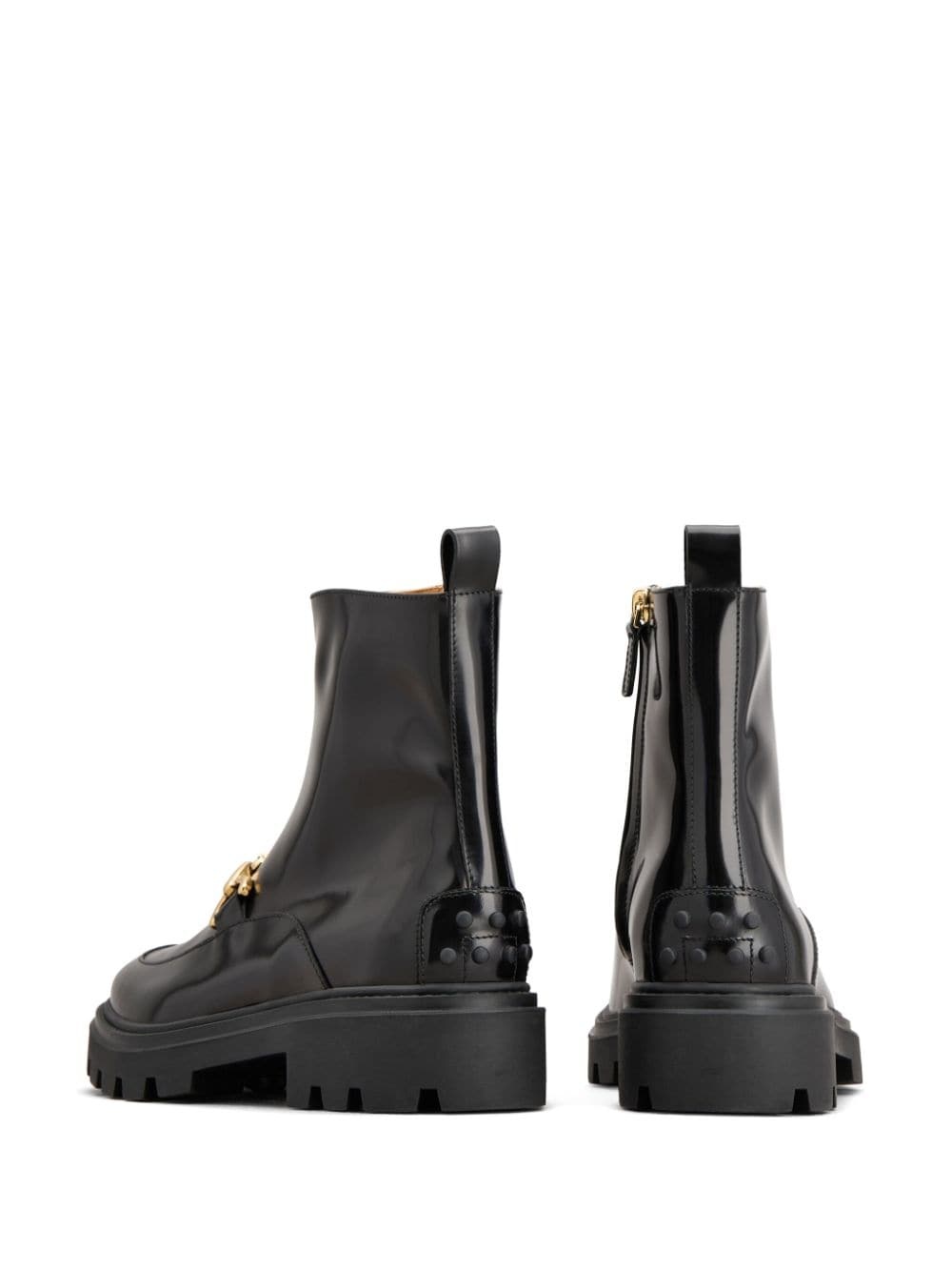 logo-plaque leather ankle boots - 3