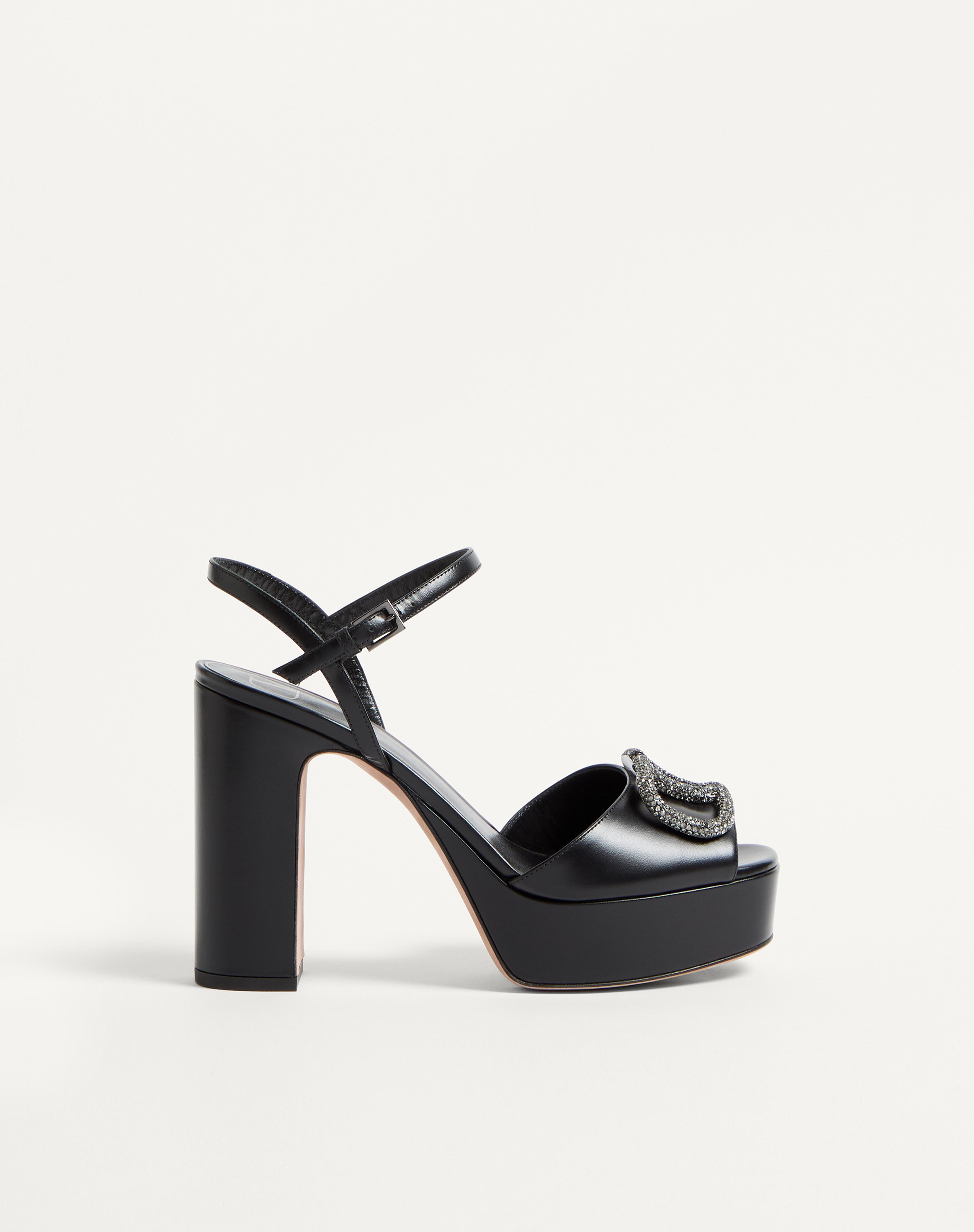 SANDAL WITH VLOGO SIGNATURE PLATFORM IN CALFSKIN 115MM - 1