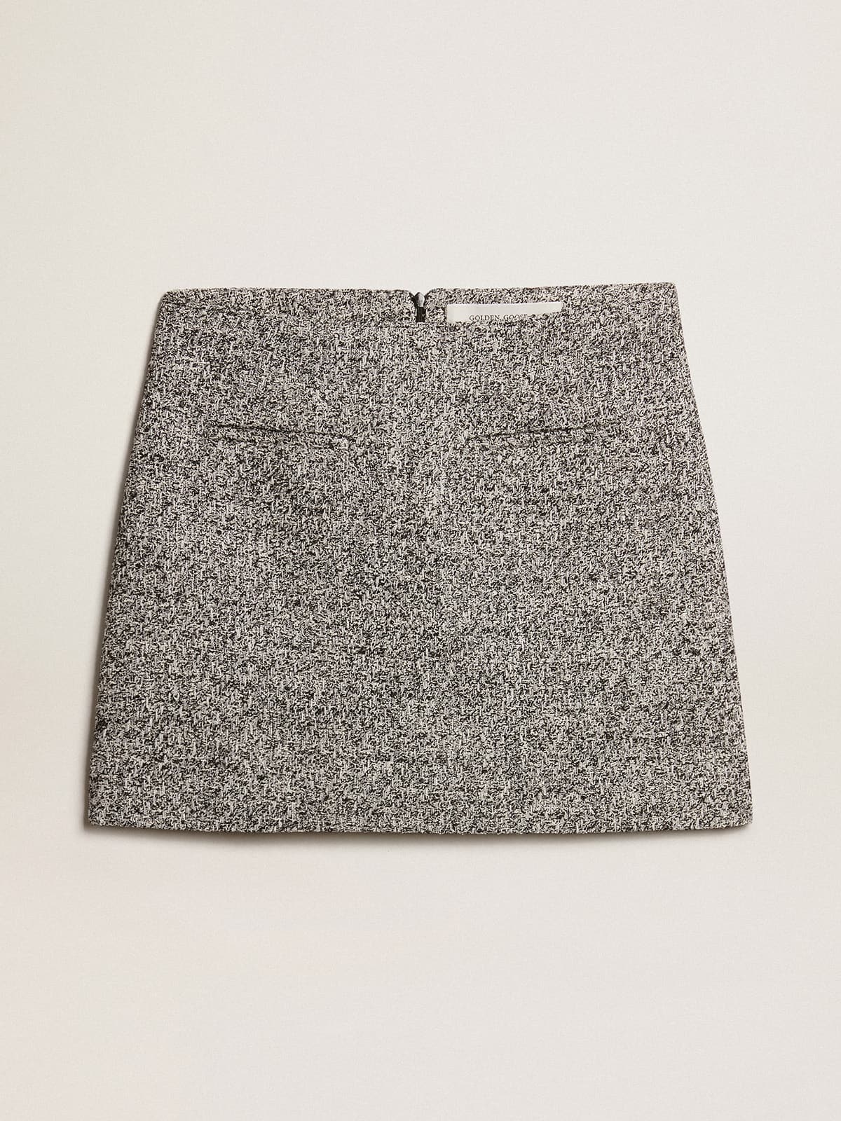 Miniskirt in black and white bouclé cotton - 1