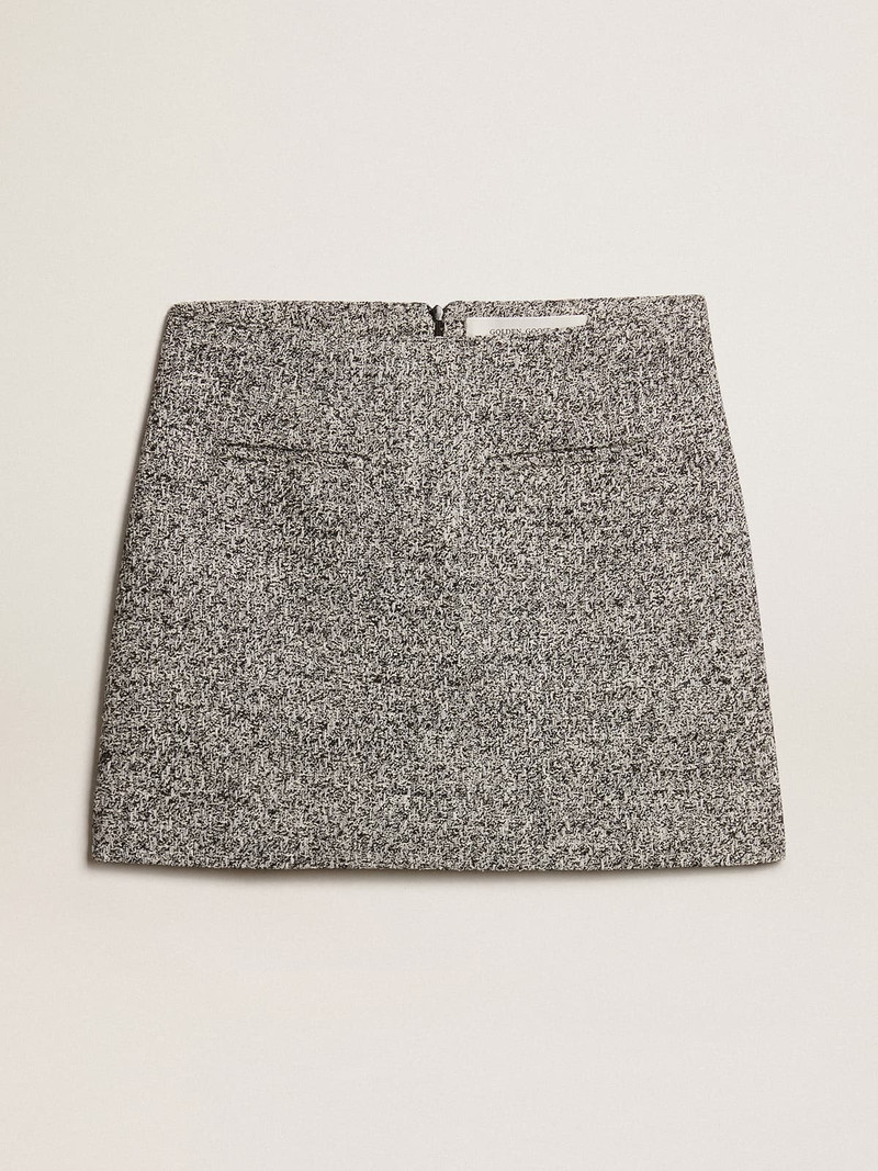 Miniskirt in black and white bouclé cotton 1