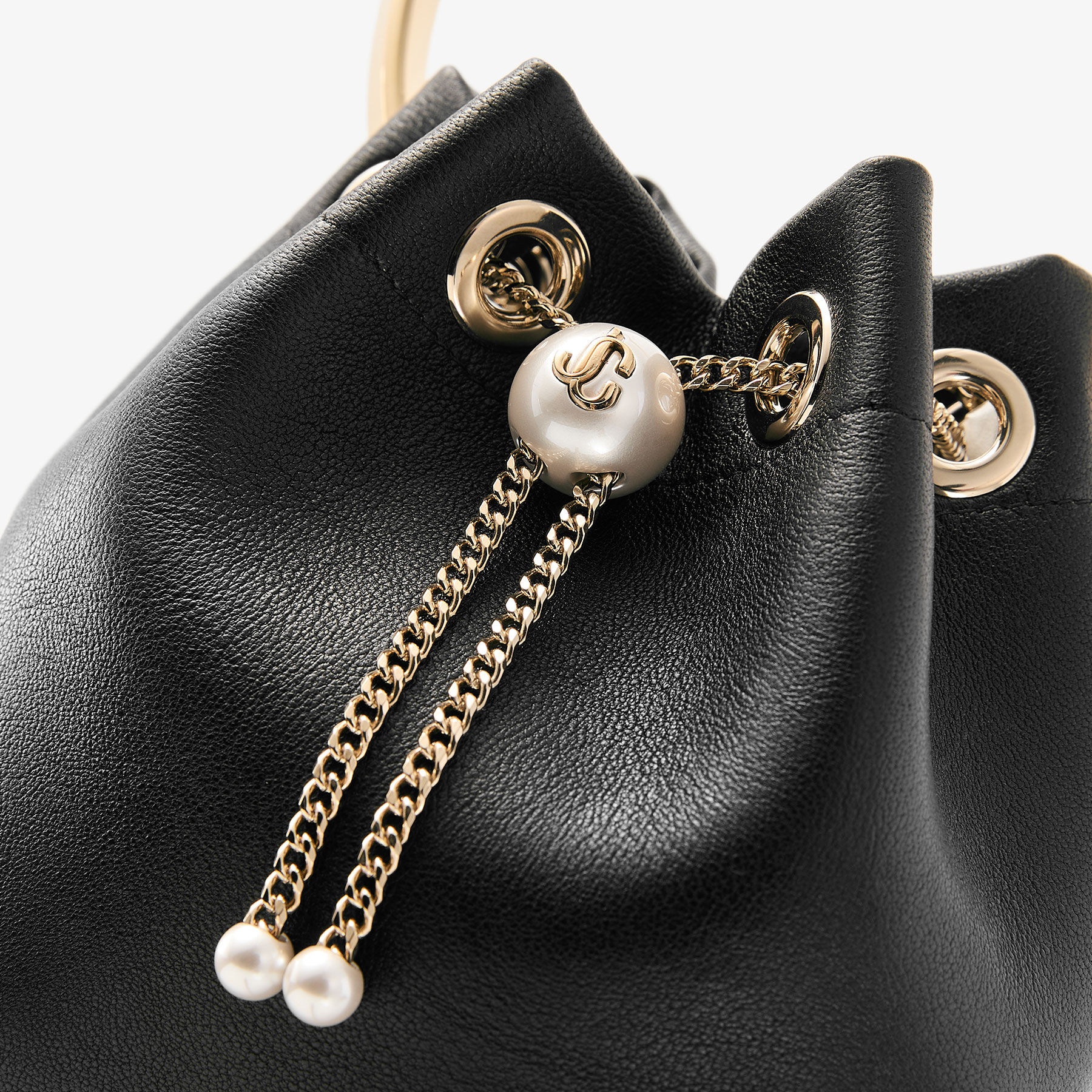 Bon Bon
Biker Leather Black Bag With Pearl Closure - 4