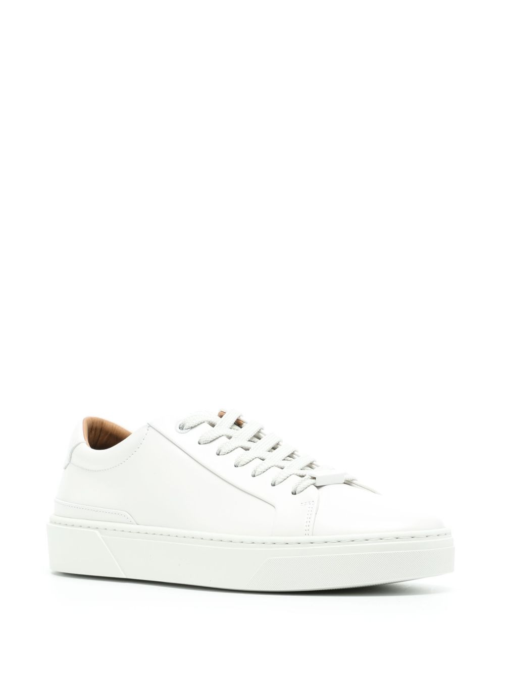 logo-plaque leather sneakers - 2