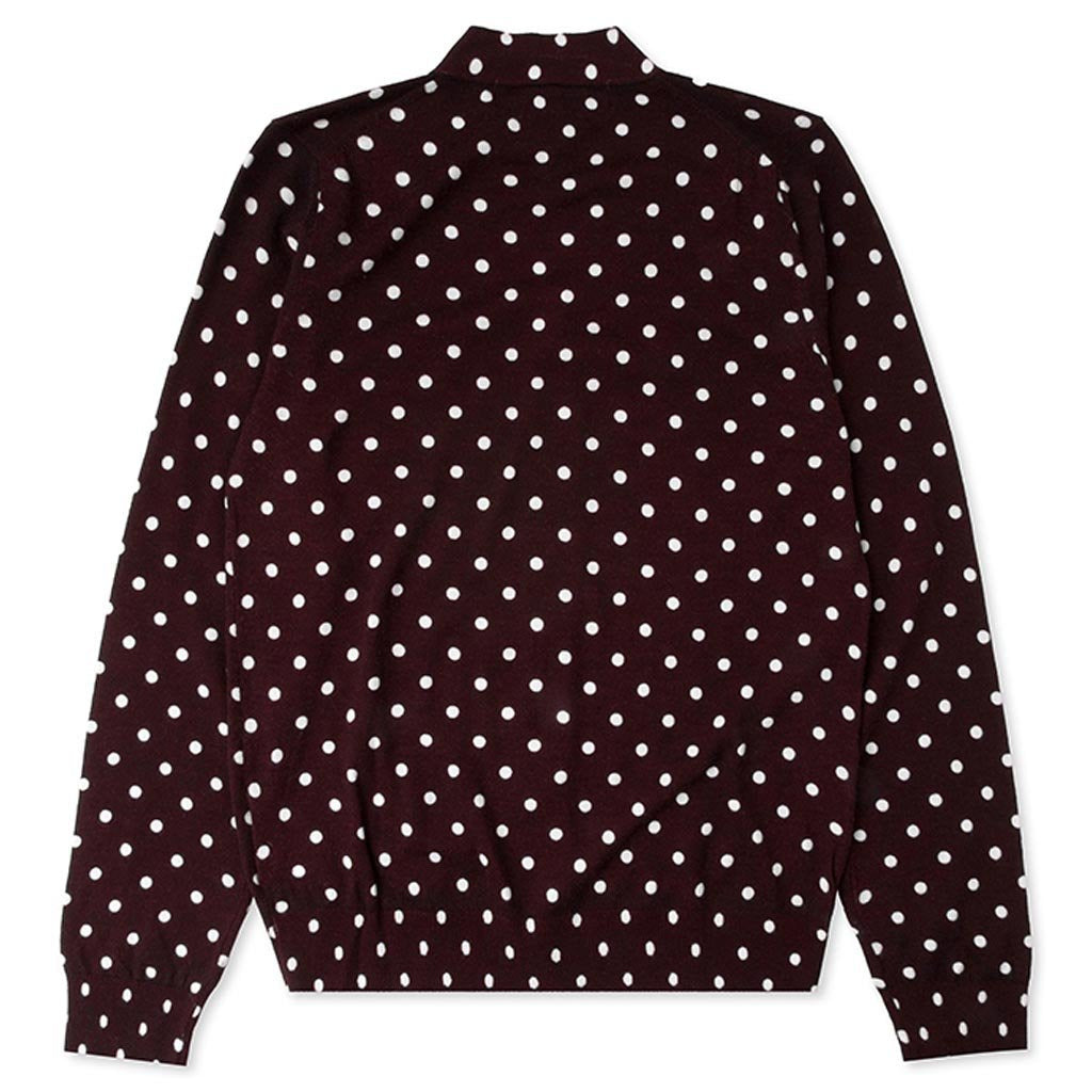 COMME DES GARCONS PLAY POLKA DOT CARDIGAN BLACK HEART - BURGUNDY - 2