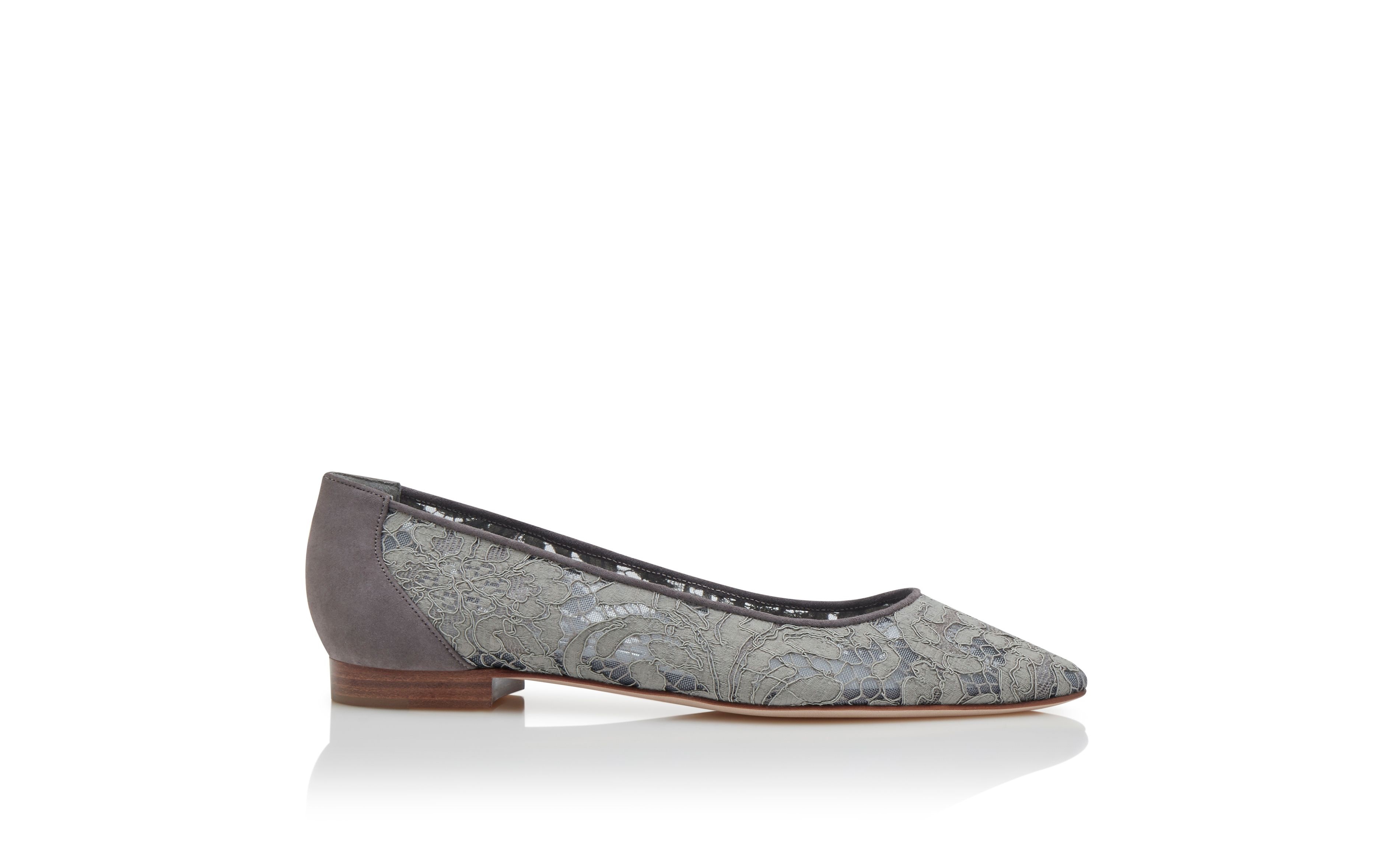 Grey Lace Flat Shoes - 1
