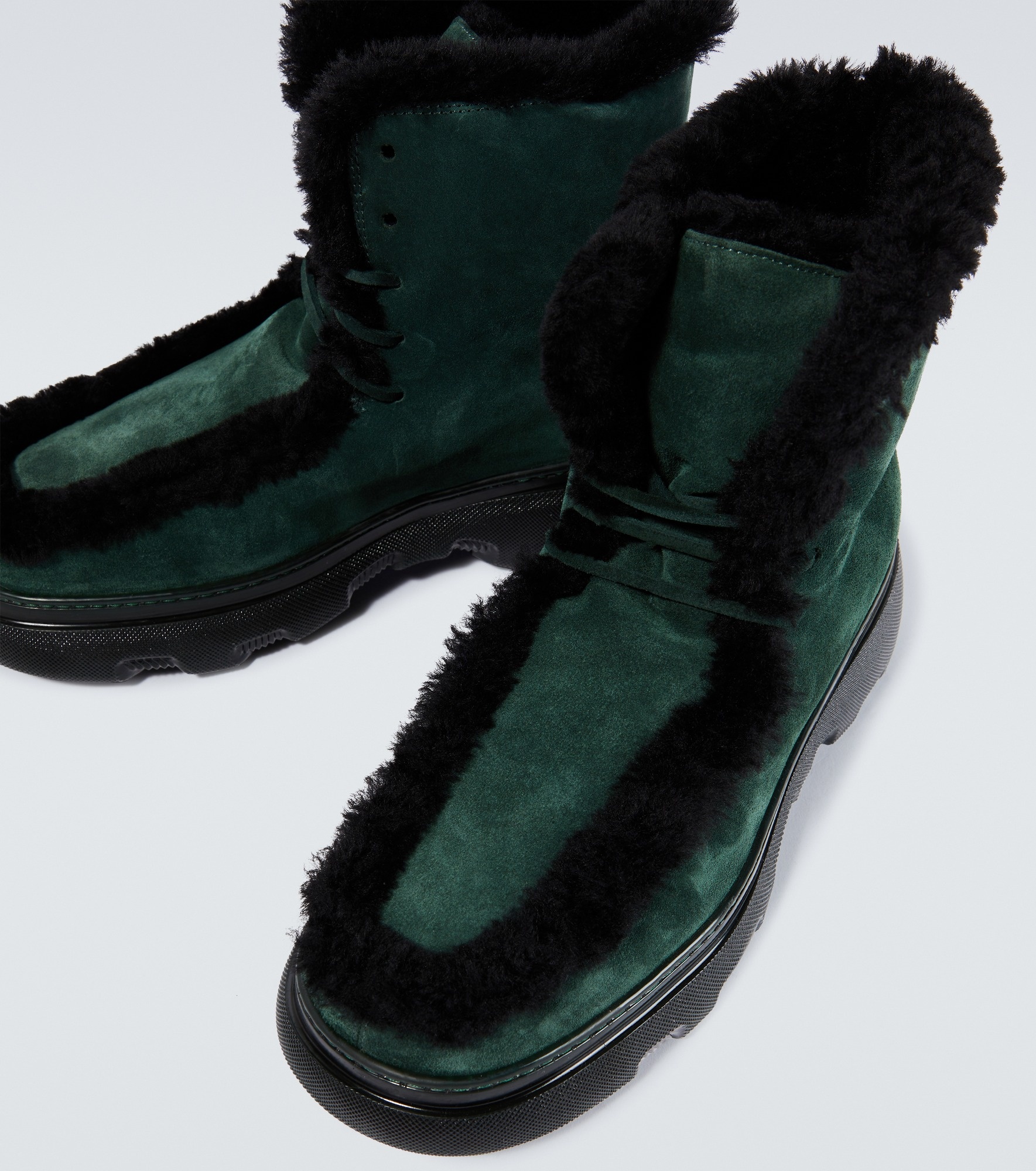Shearling-trimmed suede ankle boots - 3