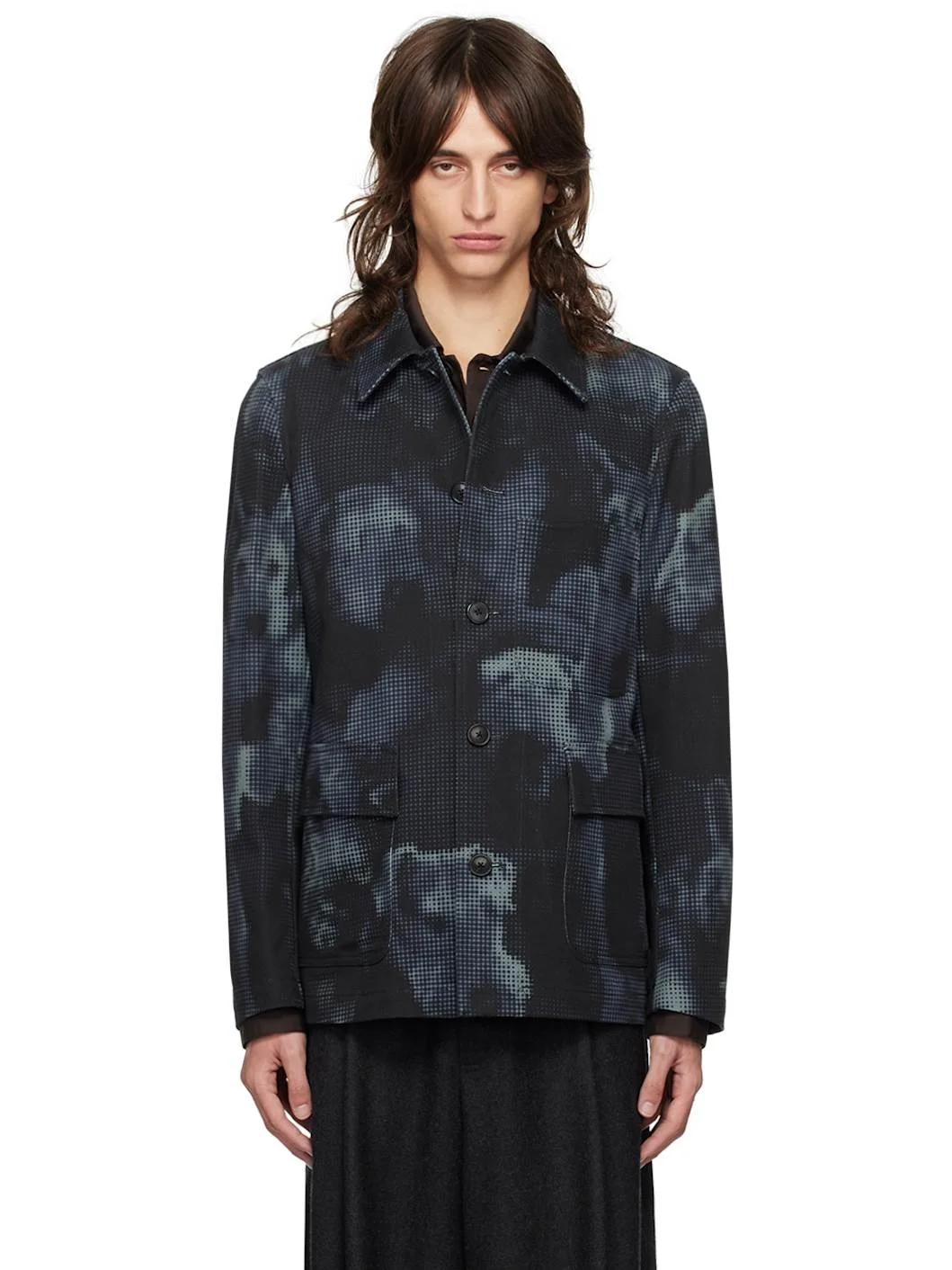 Blue Printed Jacket - 1