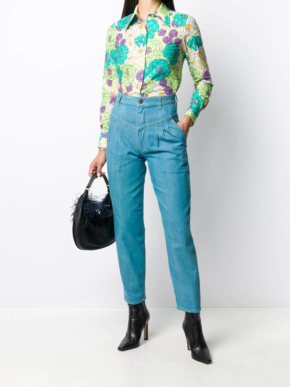 metallic-thread floral silk shirt - 2