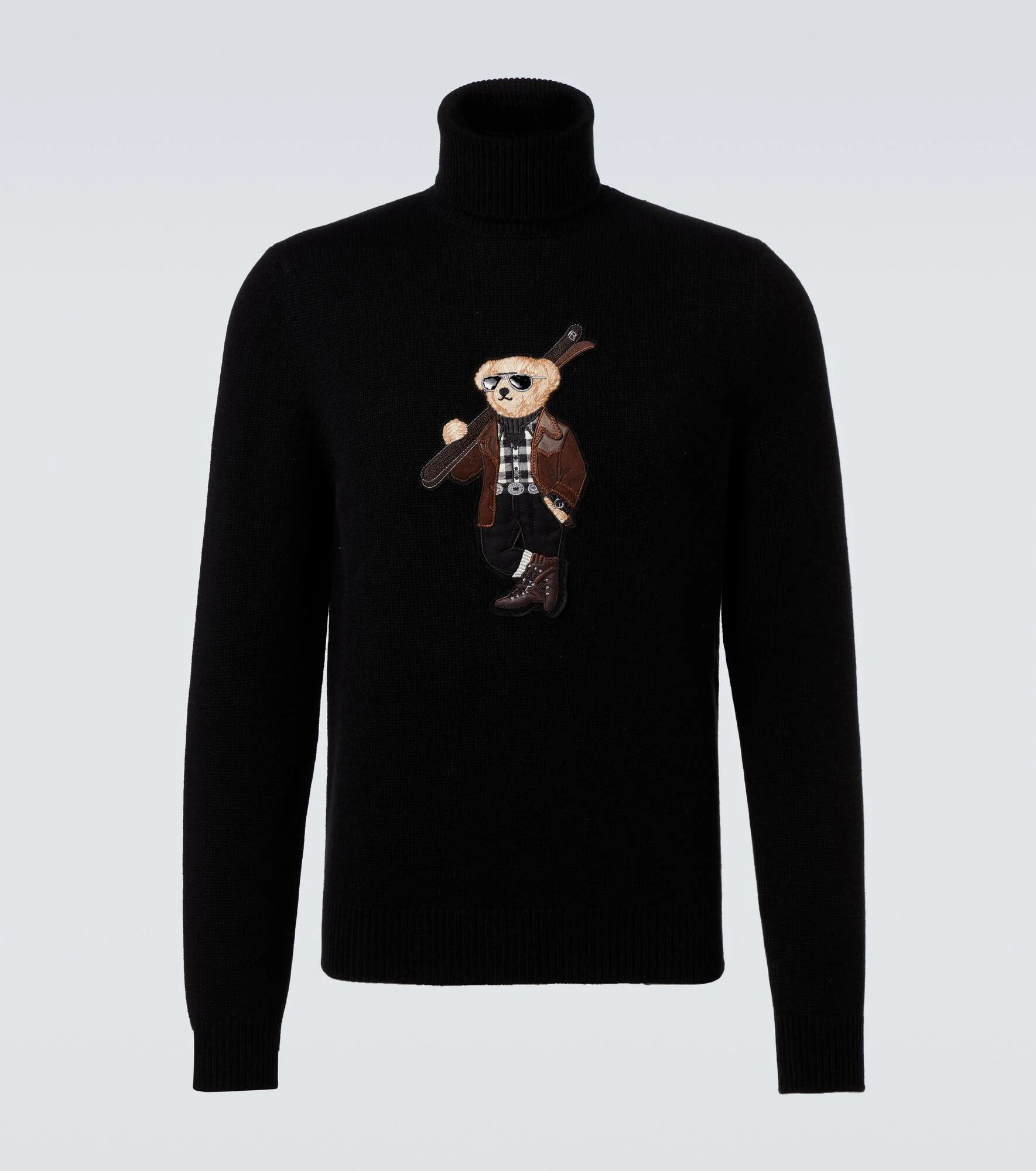 Embroidered cashmere turtleneck sweater - 1