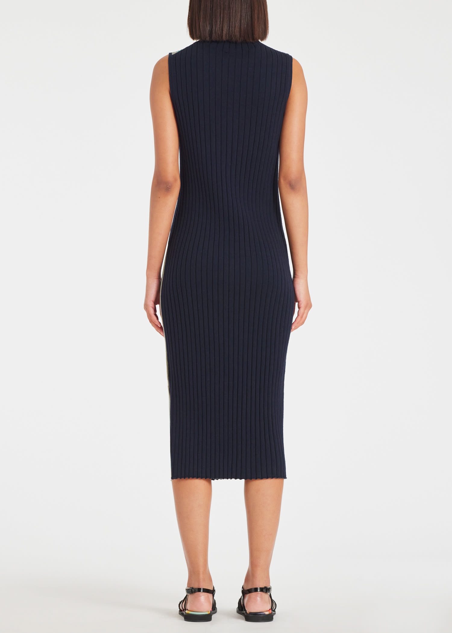 Navy 'Swirl' High Neck Dress - 4