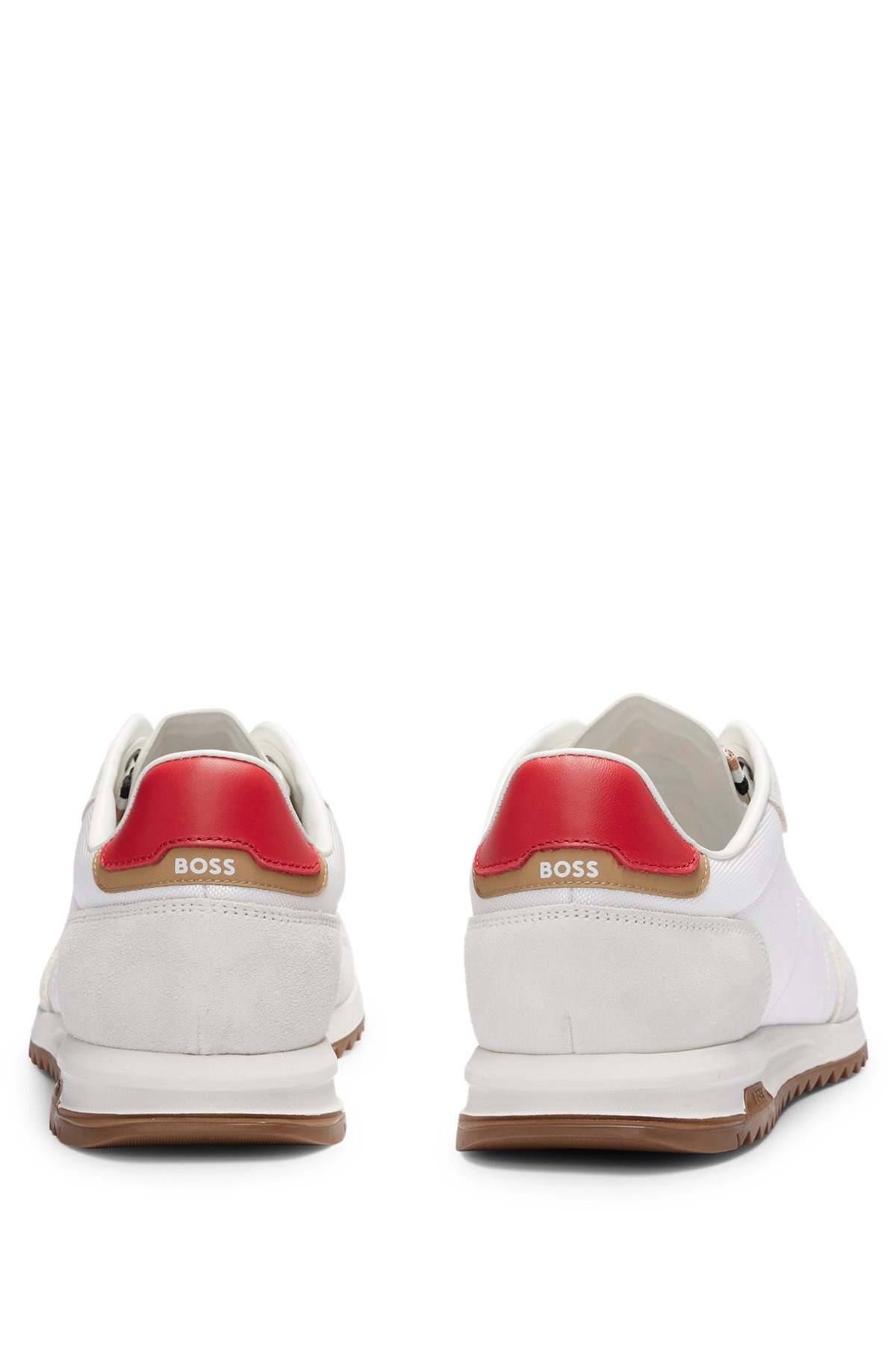 TEXTURED-FABRIC LACE-UP TRAINERS WITH SUEDE TRIMS - 5