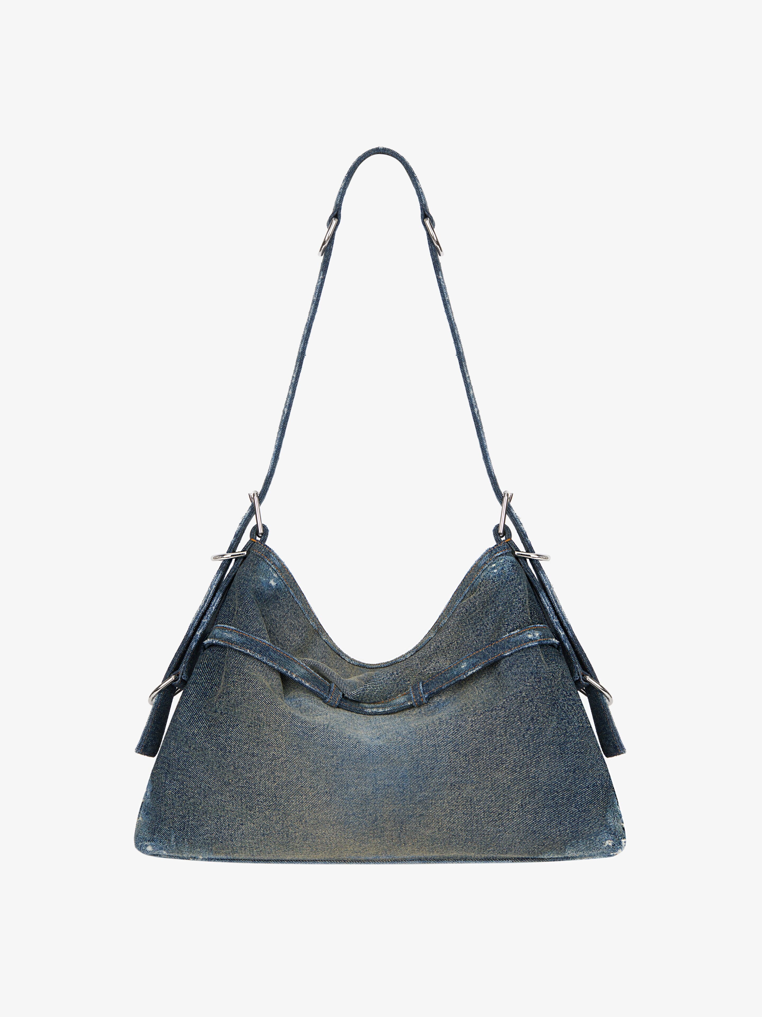 MEDIUM VOYOU BAG IN WASHED DENIM - 3