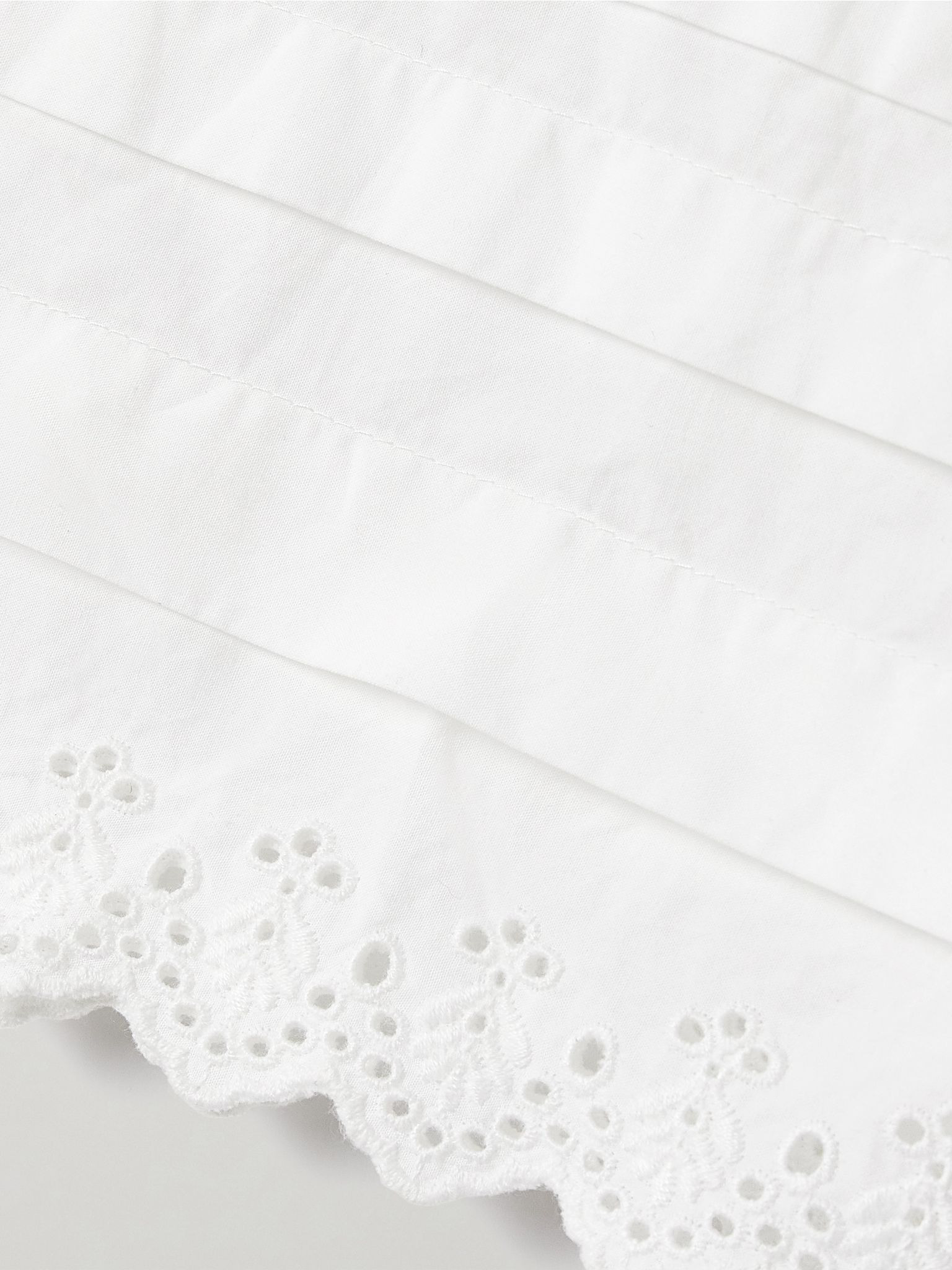 Francisca broderie anglaise-trimmed pintucked organic cotton-poplin straight-leg pants White - 4