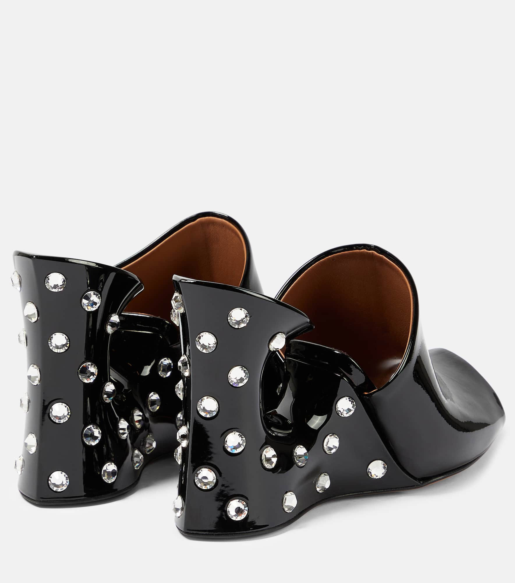 La Sculpture embellished patent leather mules - 3