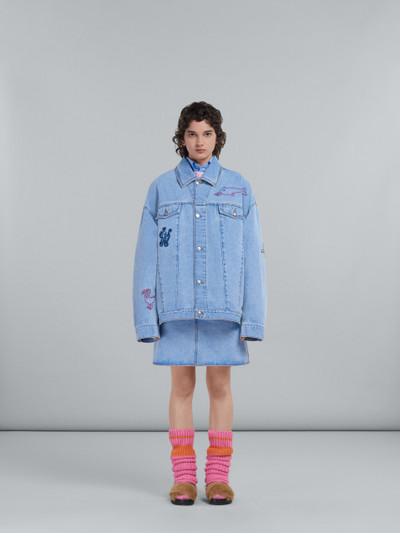 Marni LIGHT BLUE DENIM JACKET WITH EMBROIDERY outlook