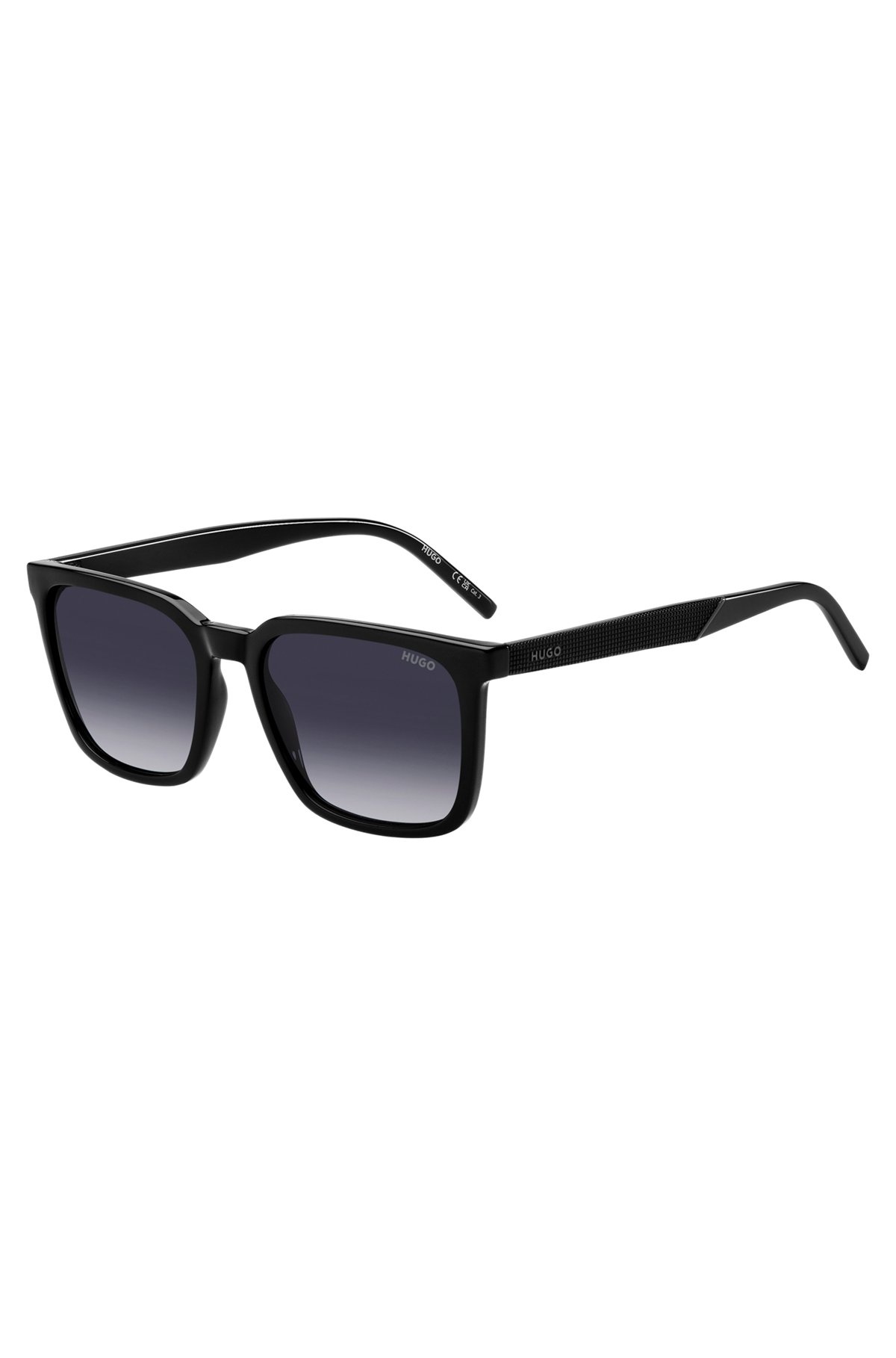 BLACK SUNGLASSES WITH PATTERNED TEMPLES - 2