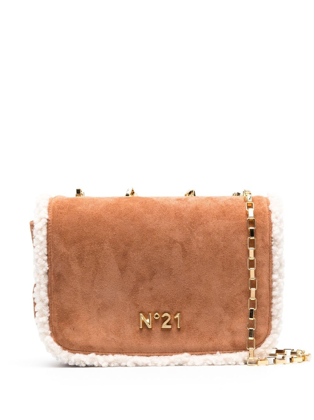 logo-embossed suede shoulder bag - 1