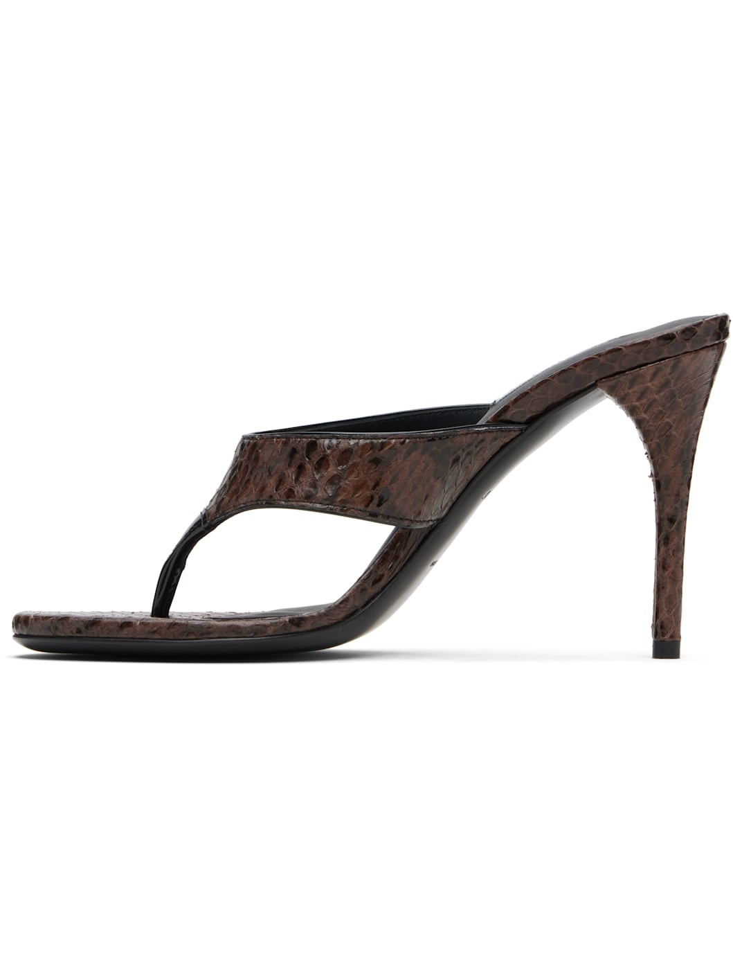 Brown Thong Elaphe Leather Mule Sandals - 3