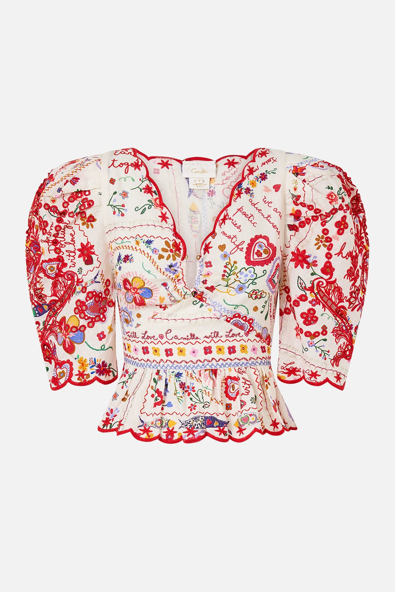 PUFF SLEEVE TOP WITH HARDWARE - 1