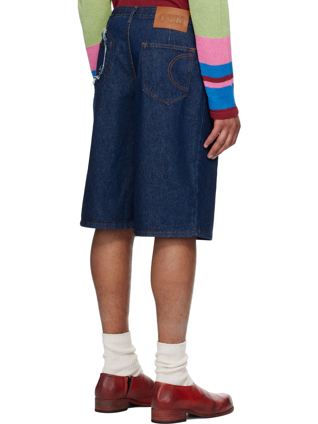 Indigo Lightweight Denim Circle Window Shorts - 3