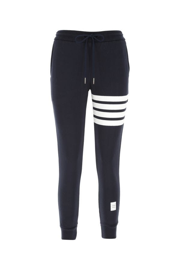 フィットネスボトムス Thom Browne Dark blue cotton joggers Thom Browne Jogger Navy Cotton Pants - Dark Blue