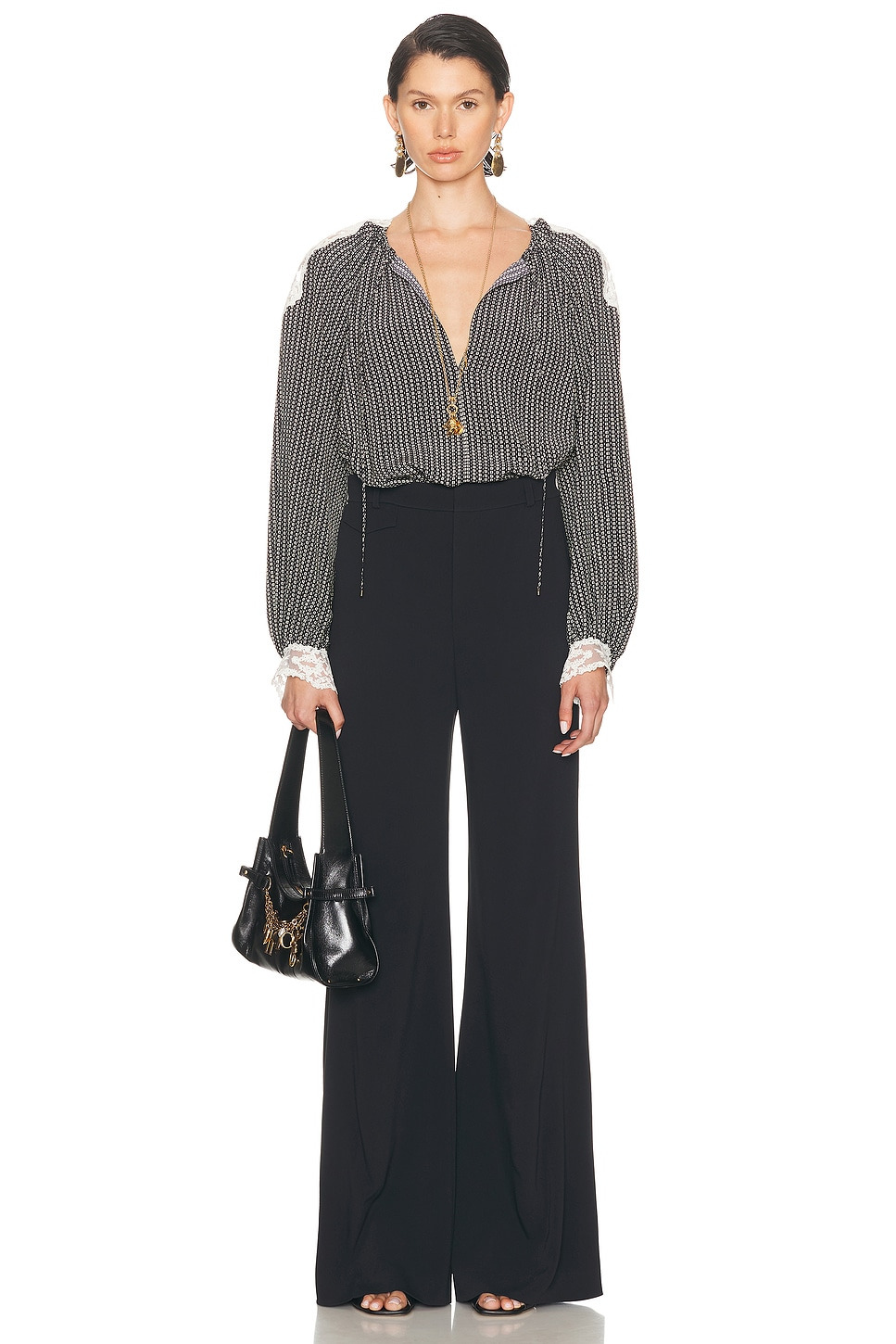 Geometric Crepe De Chine Blouse - 4