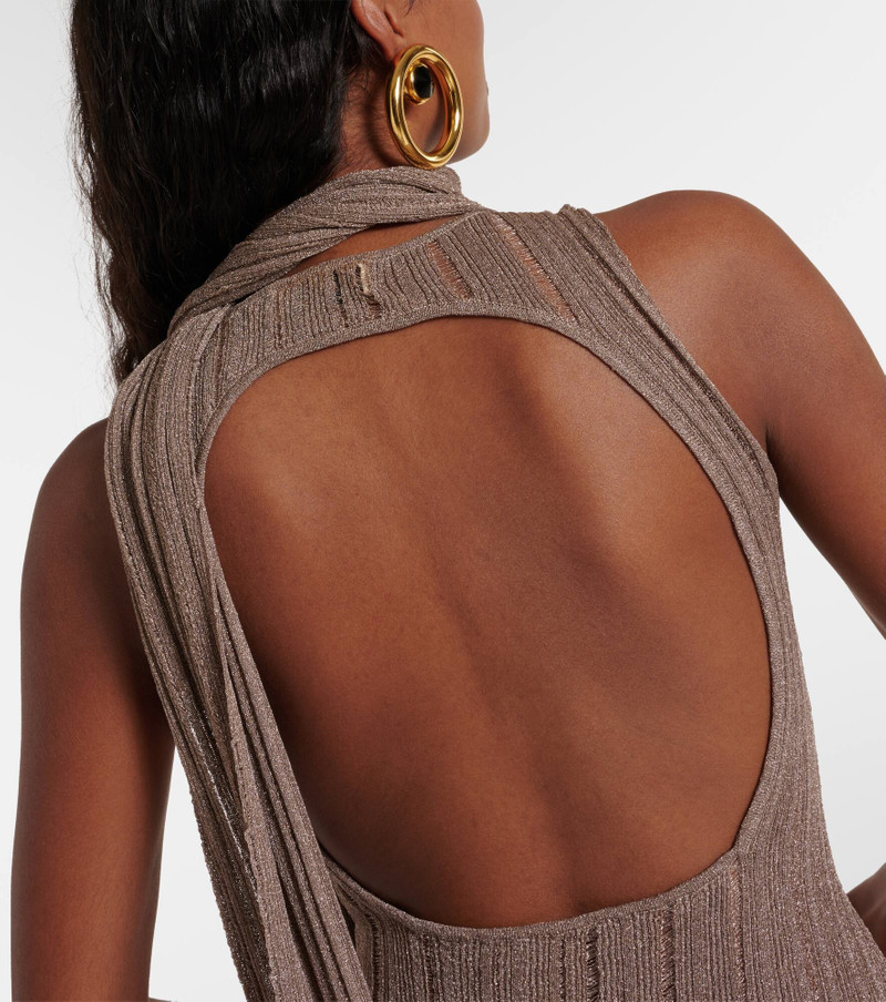 Ribbed-knit lamé minidress 6