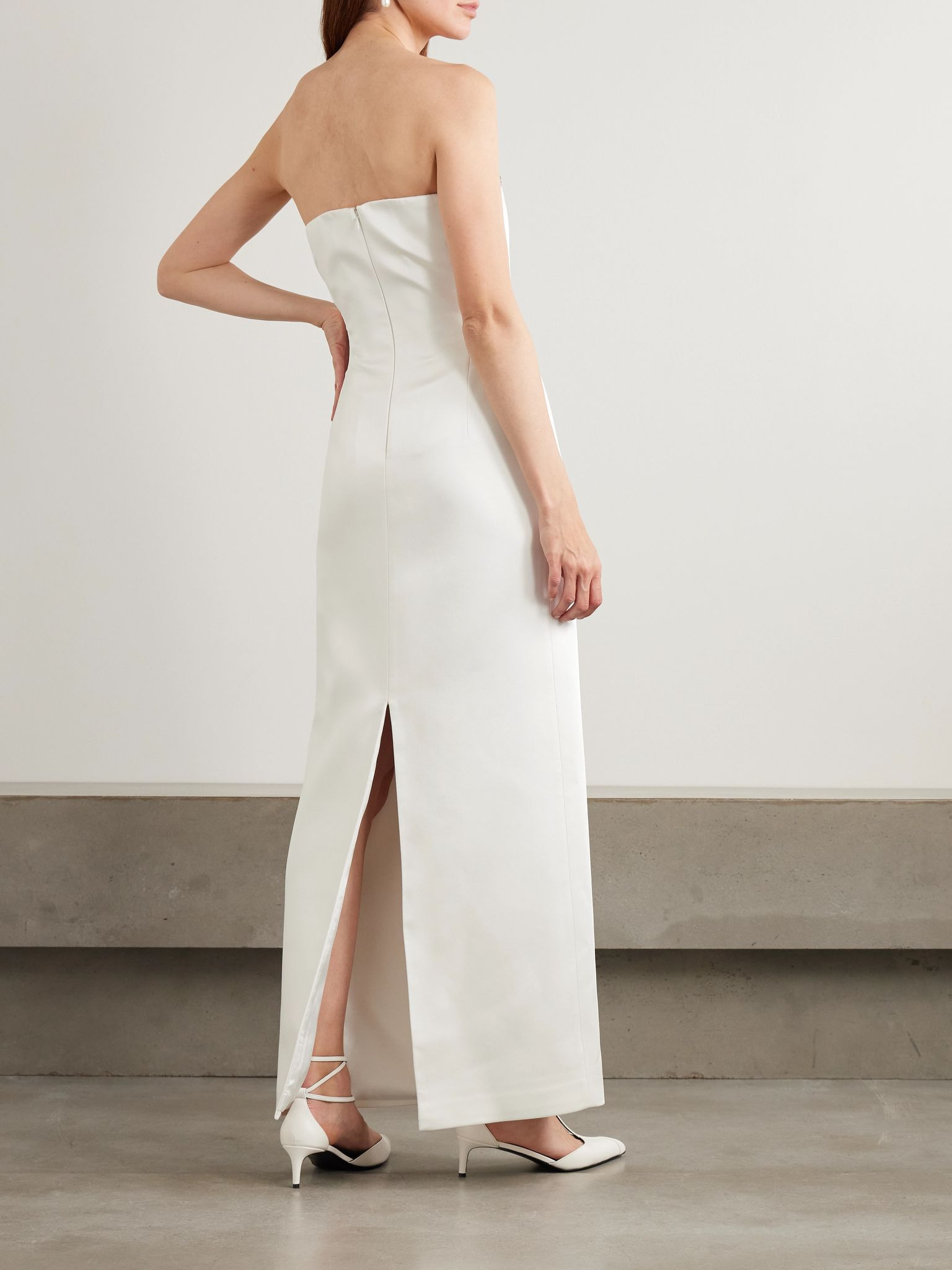 Noele strapless crystal-embellished satin gown White - 3
