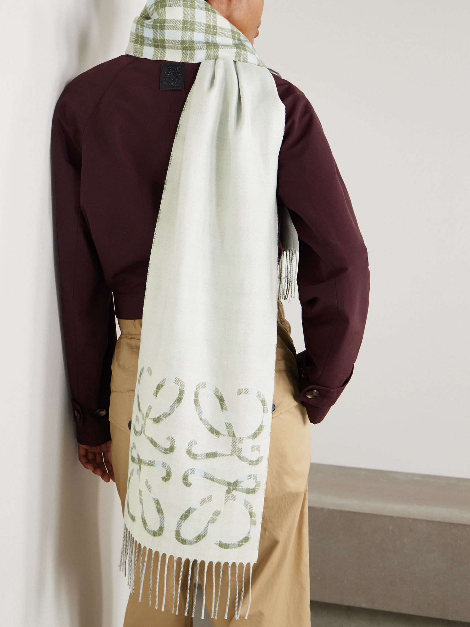 Reversible fringed checked silk and cashmere-blend scarf Multi - 2