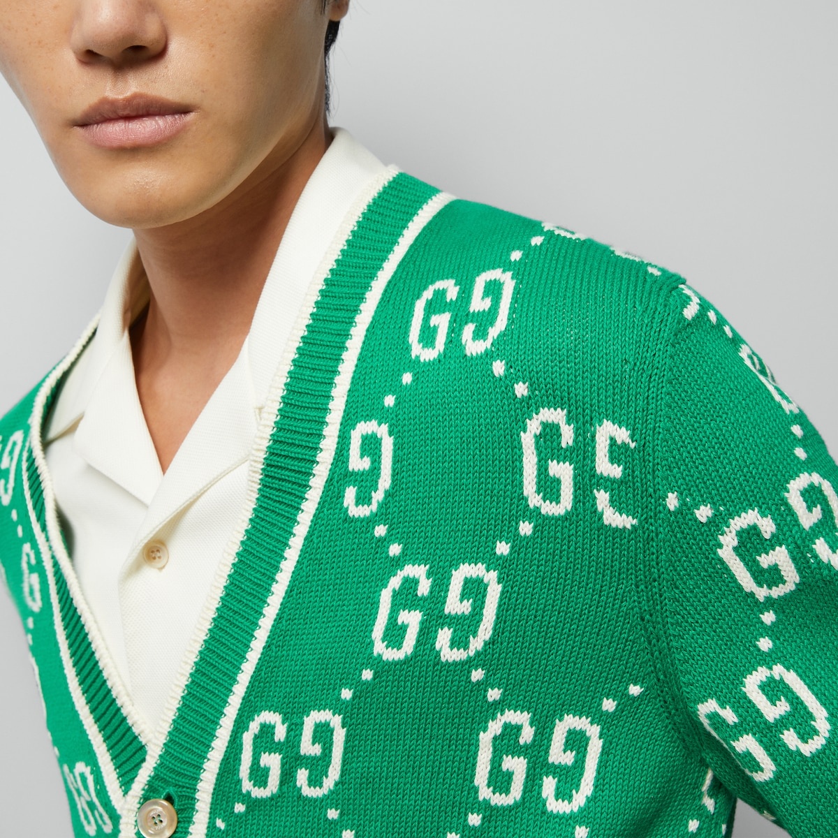 GG cotton intarsia cardigan - 3